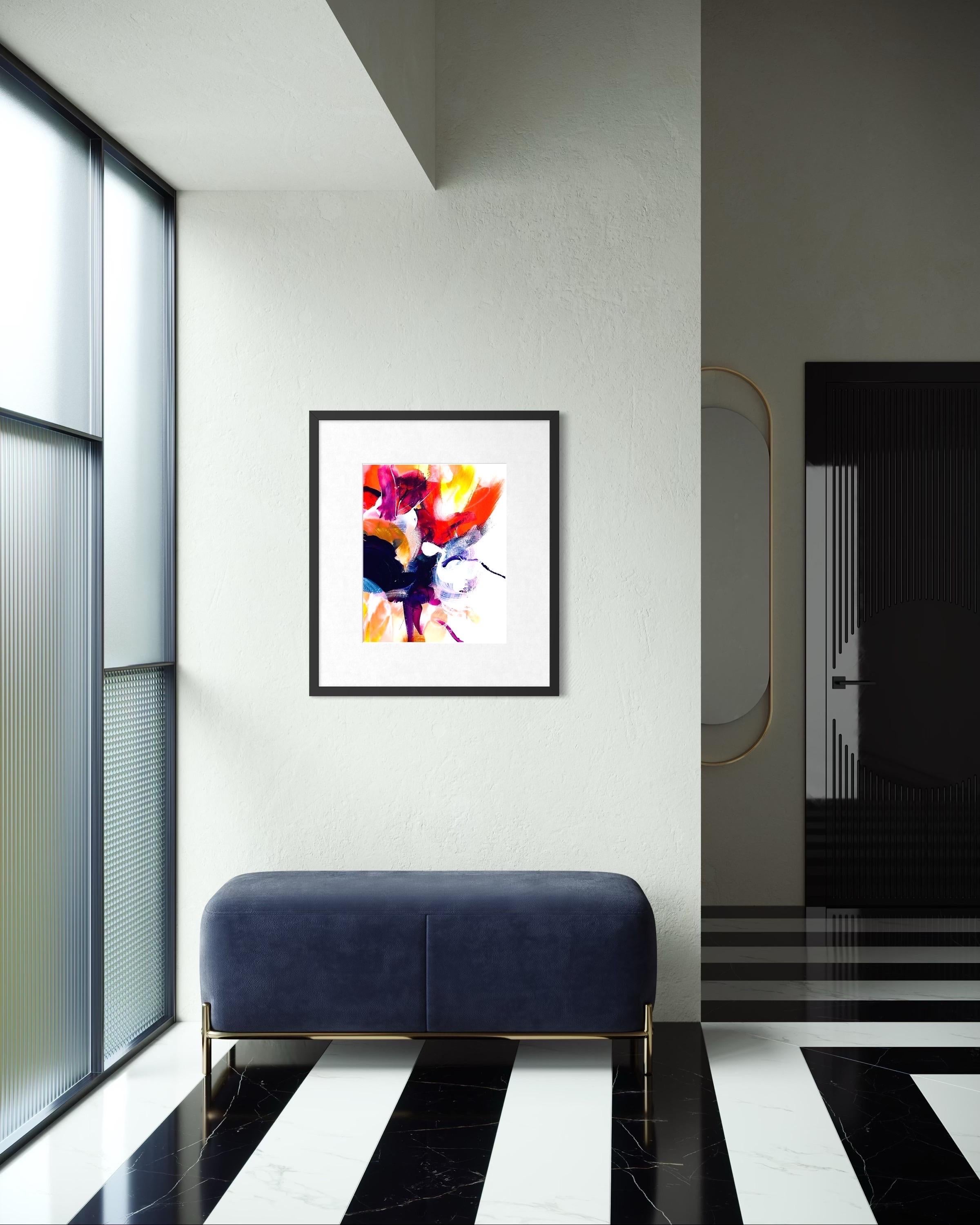 Delight In Bloom II - Giclée su carta straccia,  Firmato, floreale, giallo, viola, fiori in vendita 4