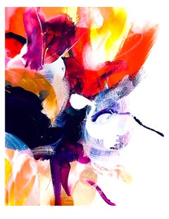 Delight In Bloom II - Giclée su carta straccia,  Firmato, floreale, giallo, viola, fiori