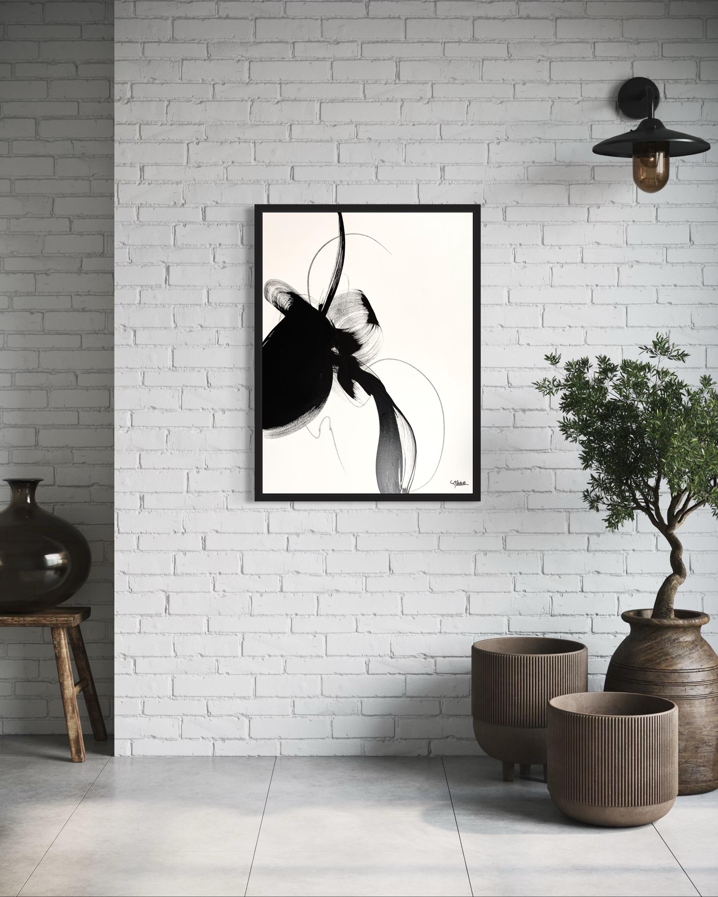 “Disobedience” – Minimalist Black & White Acrylic Painting by Michelle Thomas For Sale 9