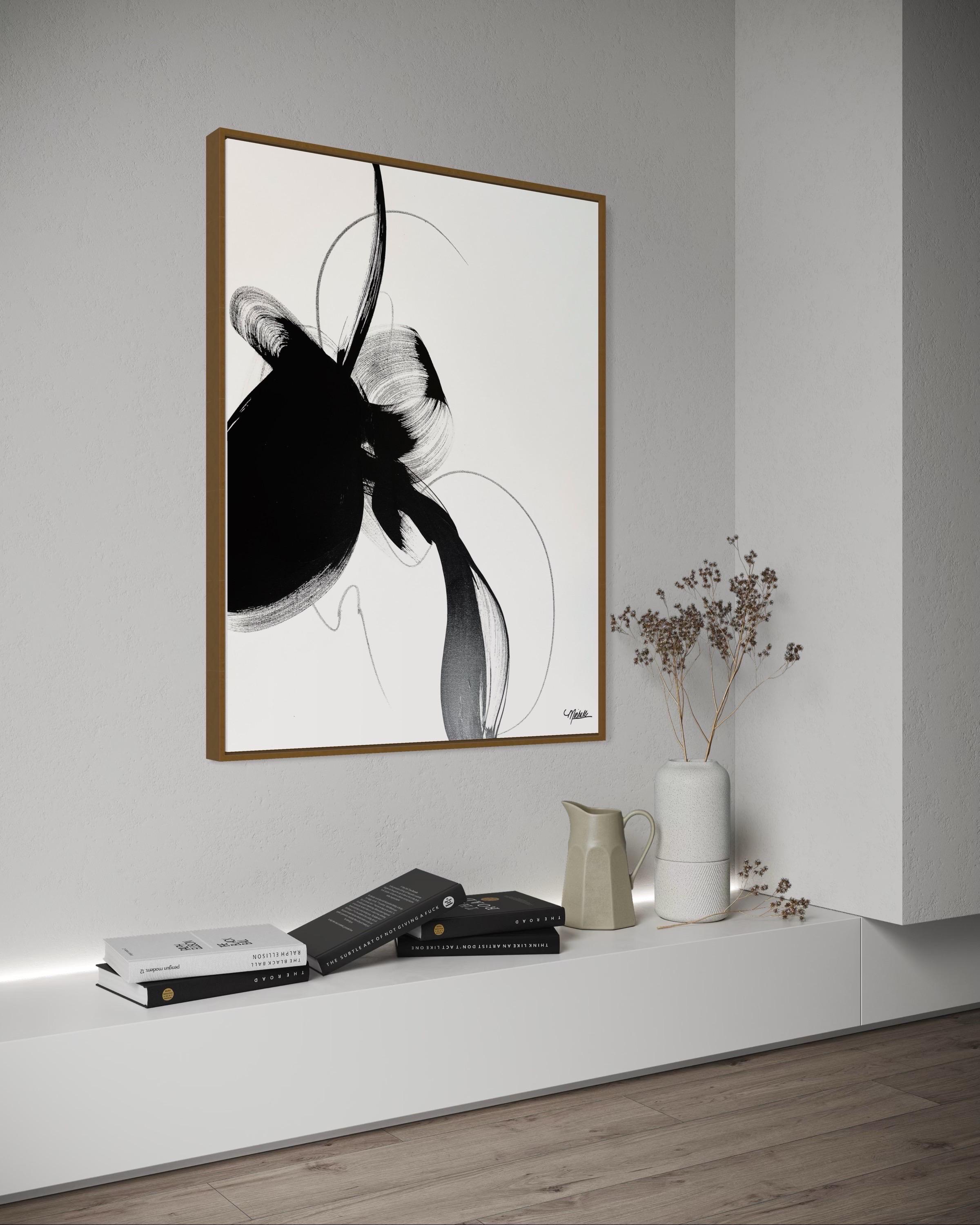 “Disobedience” – Minimalist Black & White Acrylic Painting by Michelle Thomas For Sale 10