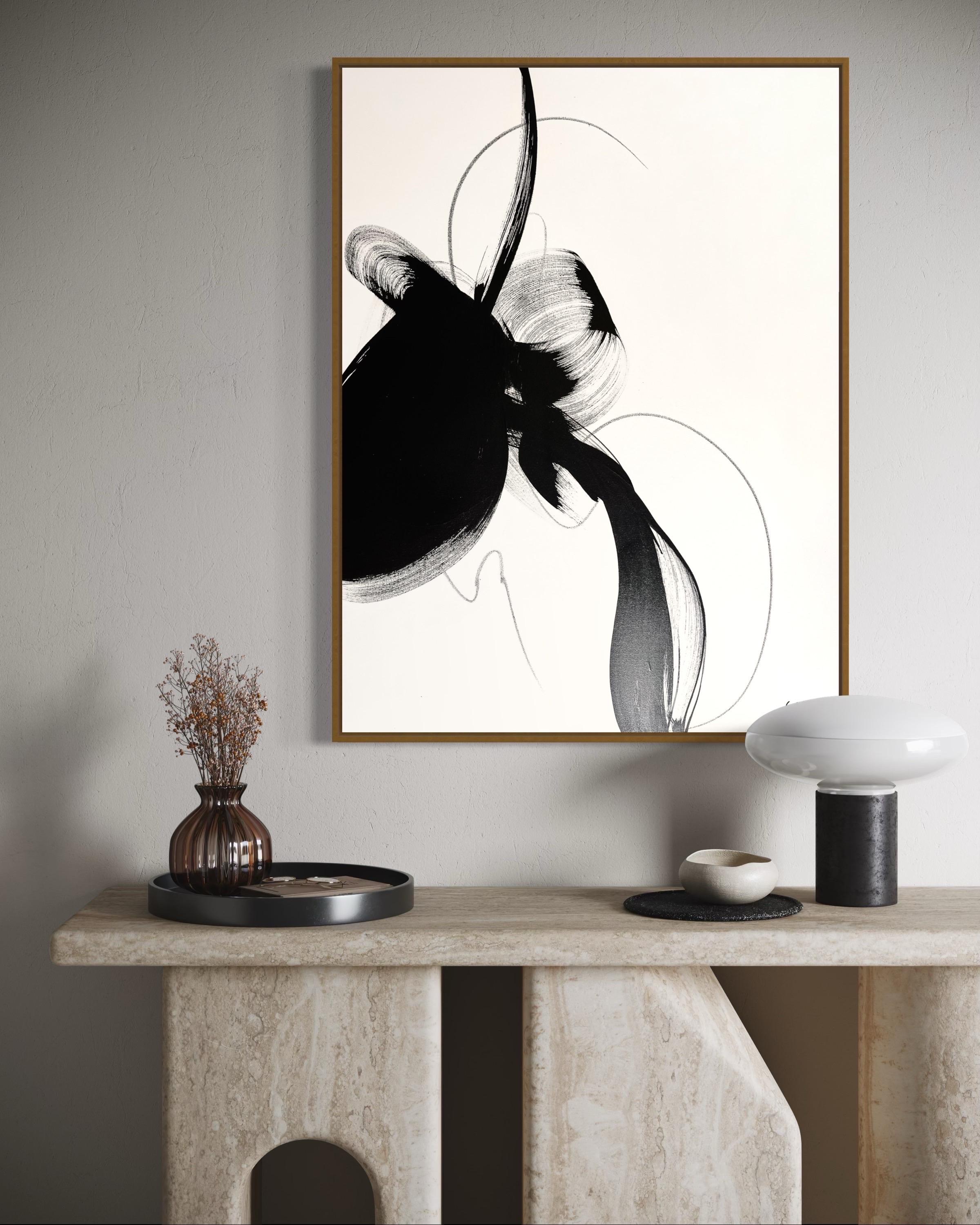 “Disobedience” – Minimalist Black & White Acrylic Painting by Michelle Thomas For Sale 12