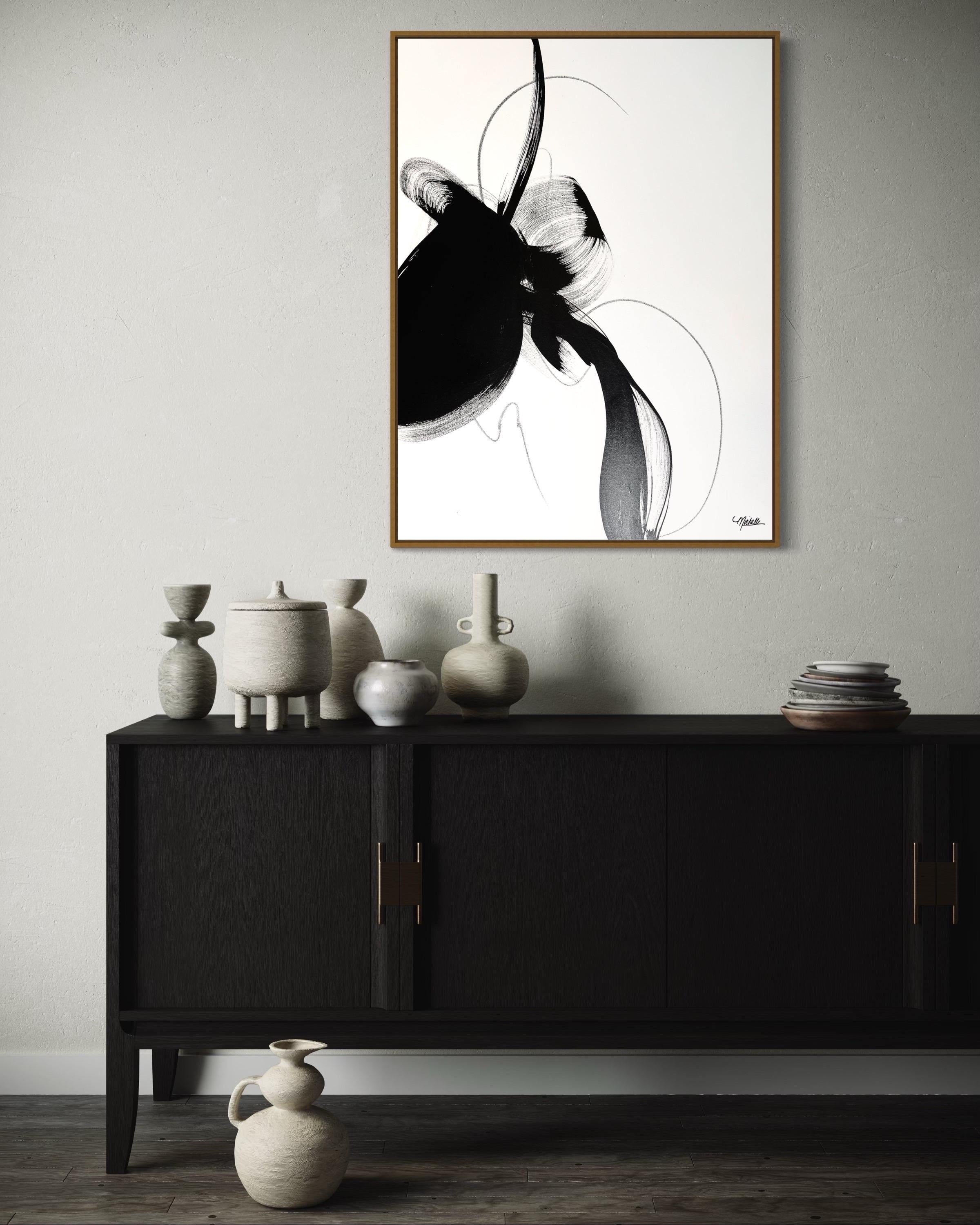 “Disobedience” – Minimalist Black & White Acrylic Painting by Michelle Thomas For Sale 13