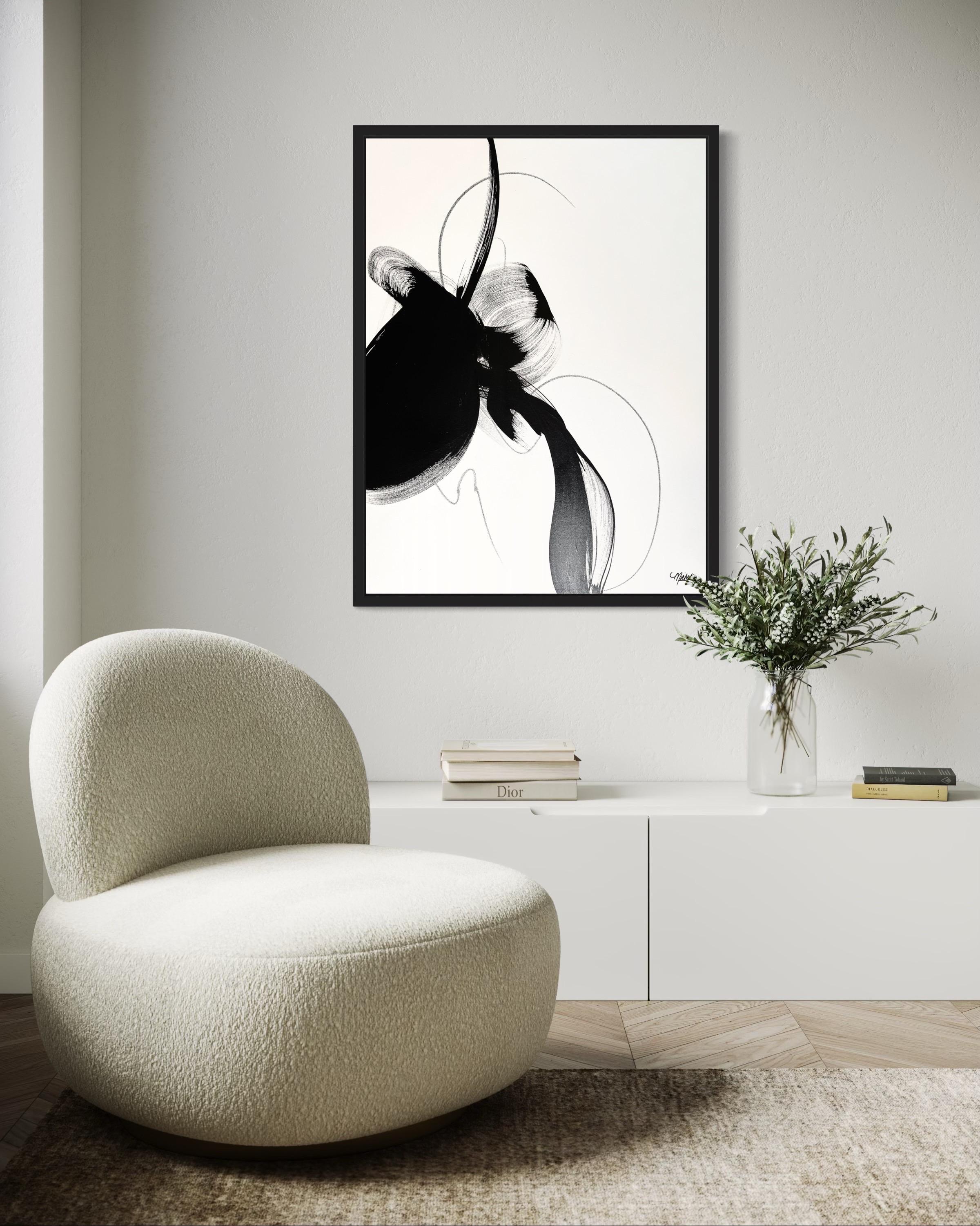 “Disobedience” – Minimalist Black & White Acrylic Painting by Michelle Thomas For Sale 14