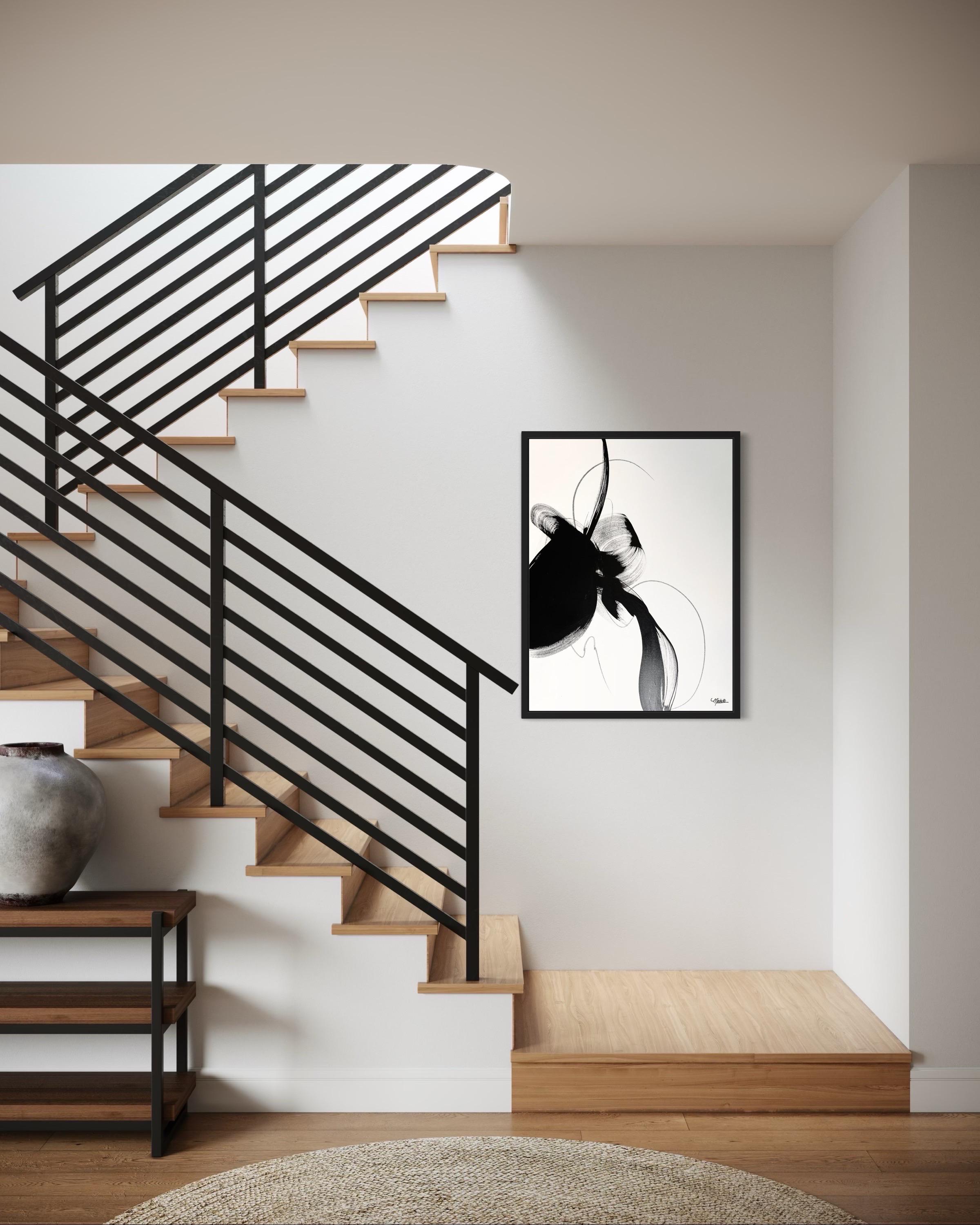 “Disobedience” – Minimalist Black & White Acrylic Painting by Michelle Thomas For Sale 15