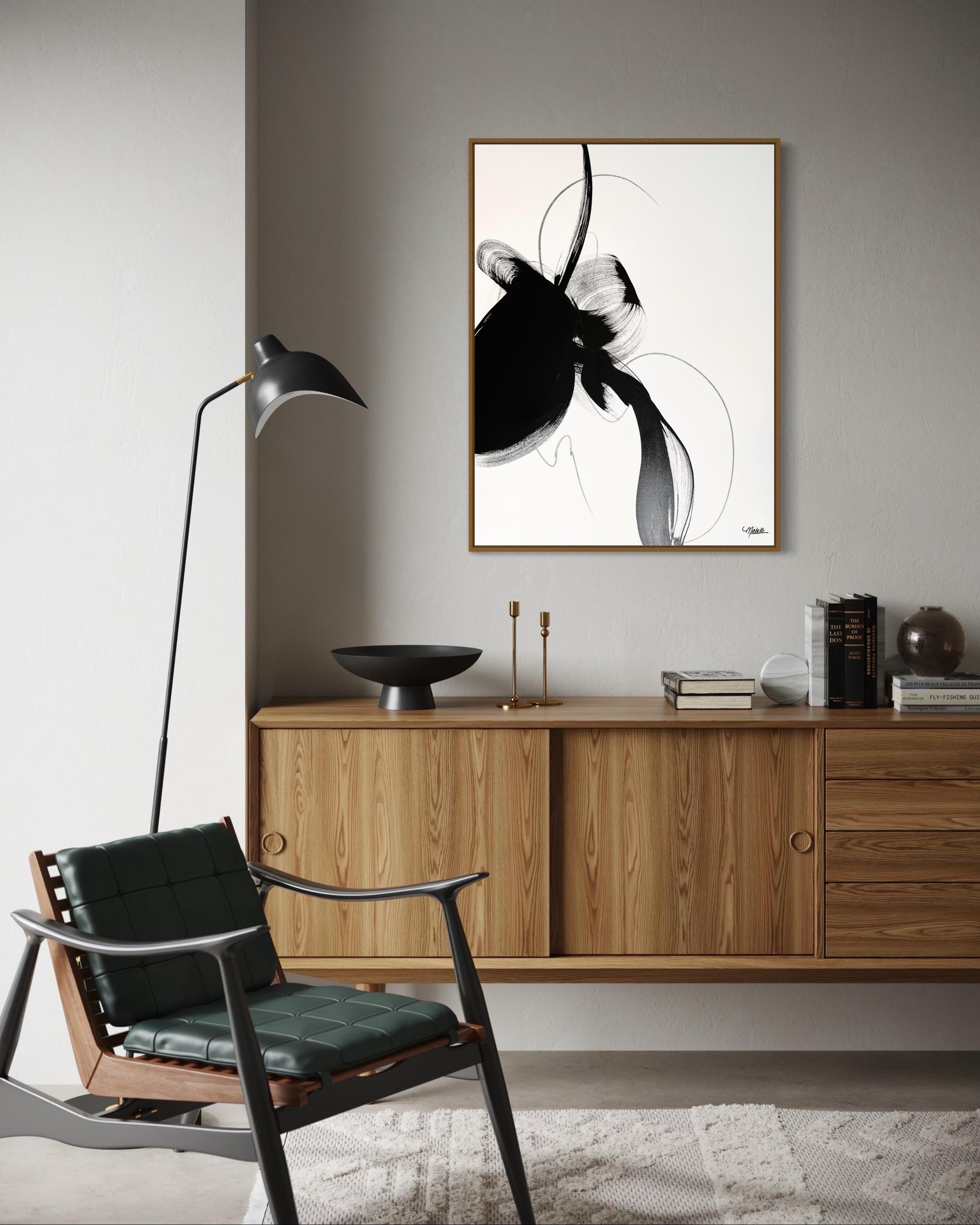 “Disobedience” – Minimalist Black & White Acrylic Painting by Michelle Thomas For Sale 16