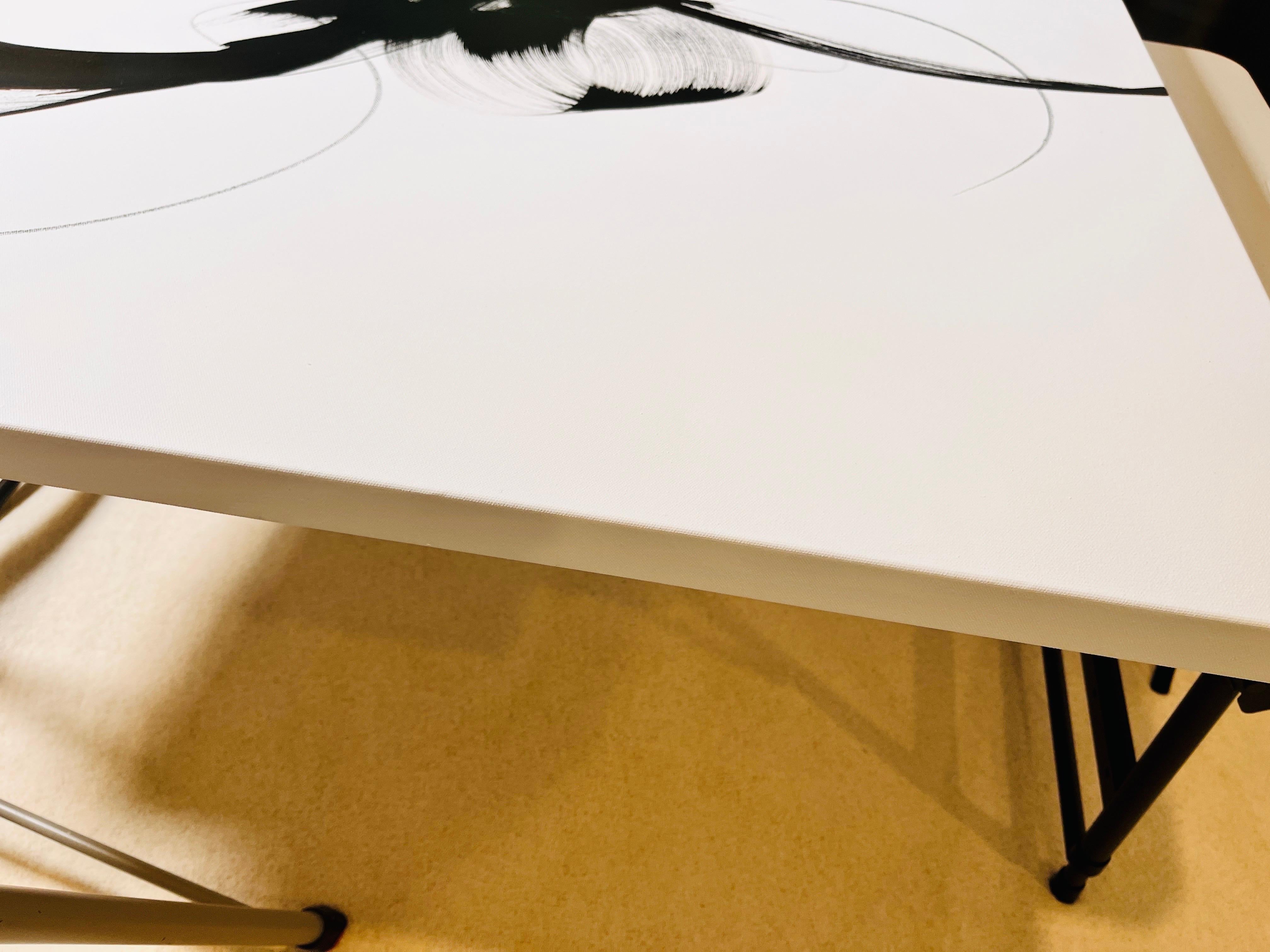 “Disobedience” – Minimalist Black & White Acrylic Painting by Michelle Thomas For Sale 2
