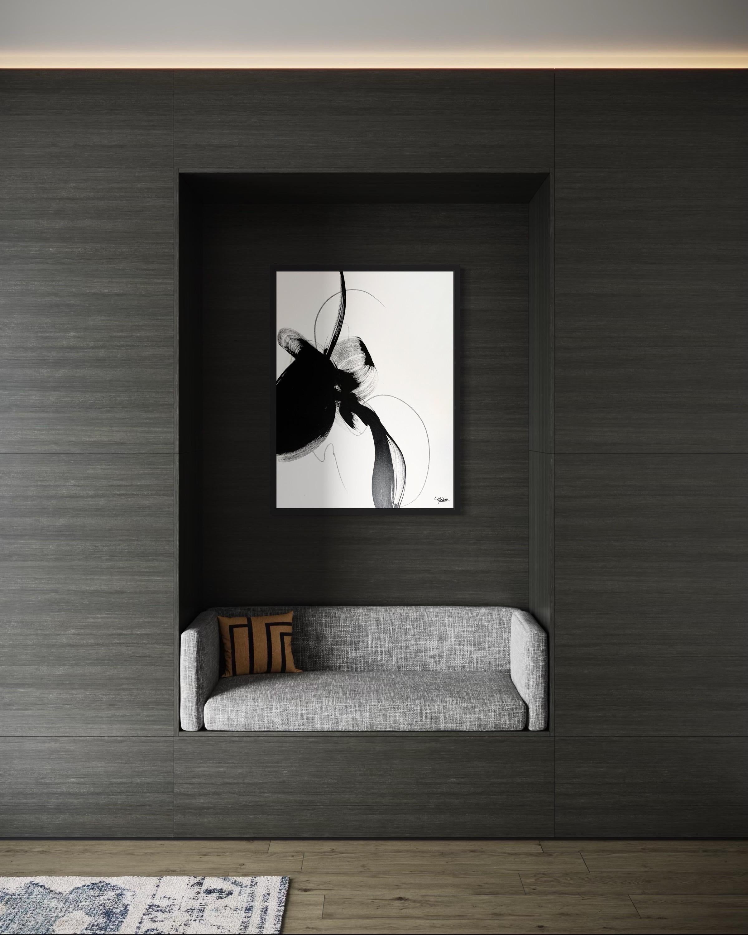 “Disobedience” – Minimalist Black & White Acrylic Painting by Michelle Thomas For Sale 5