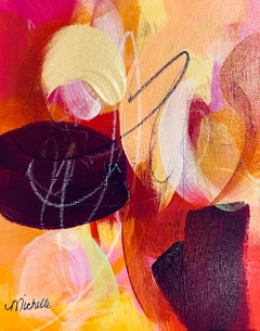 "Embrace" -  Original Art, Abstract, Bold, Warm Pink, Red, Yellow, Orange, Green