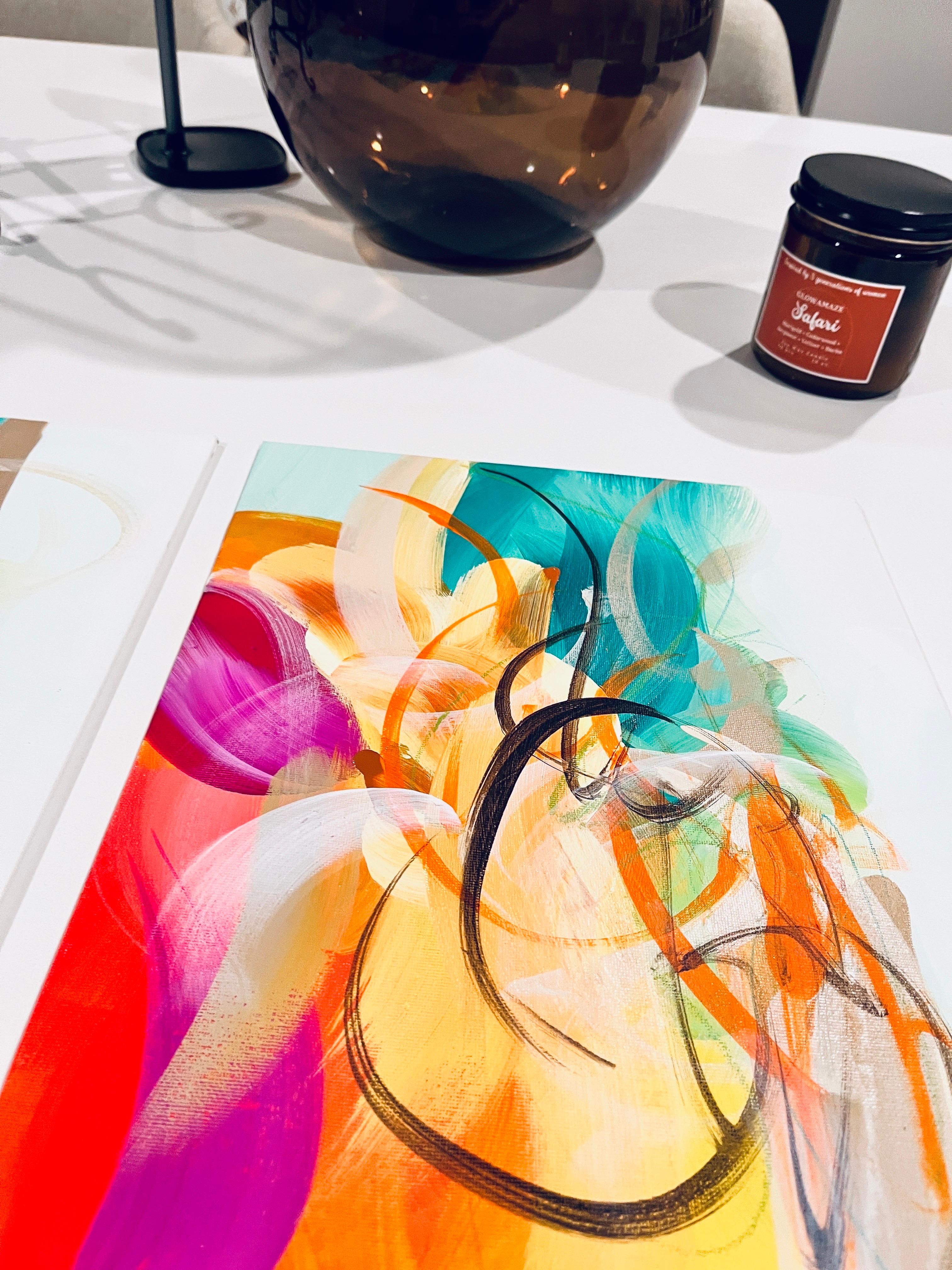 Flora : Echo & Response, Diptyque, deux originaux, coloré, vert, jaune, rose en vente 12