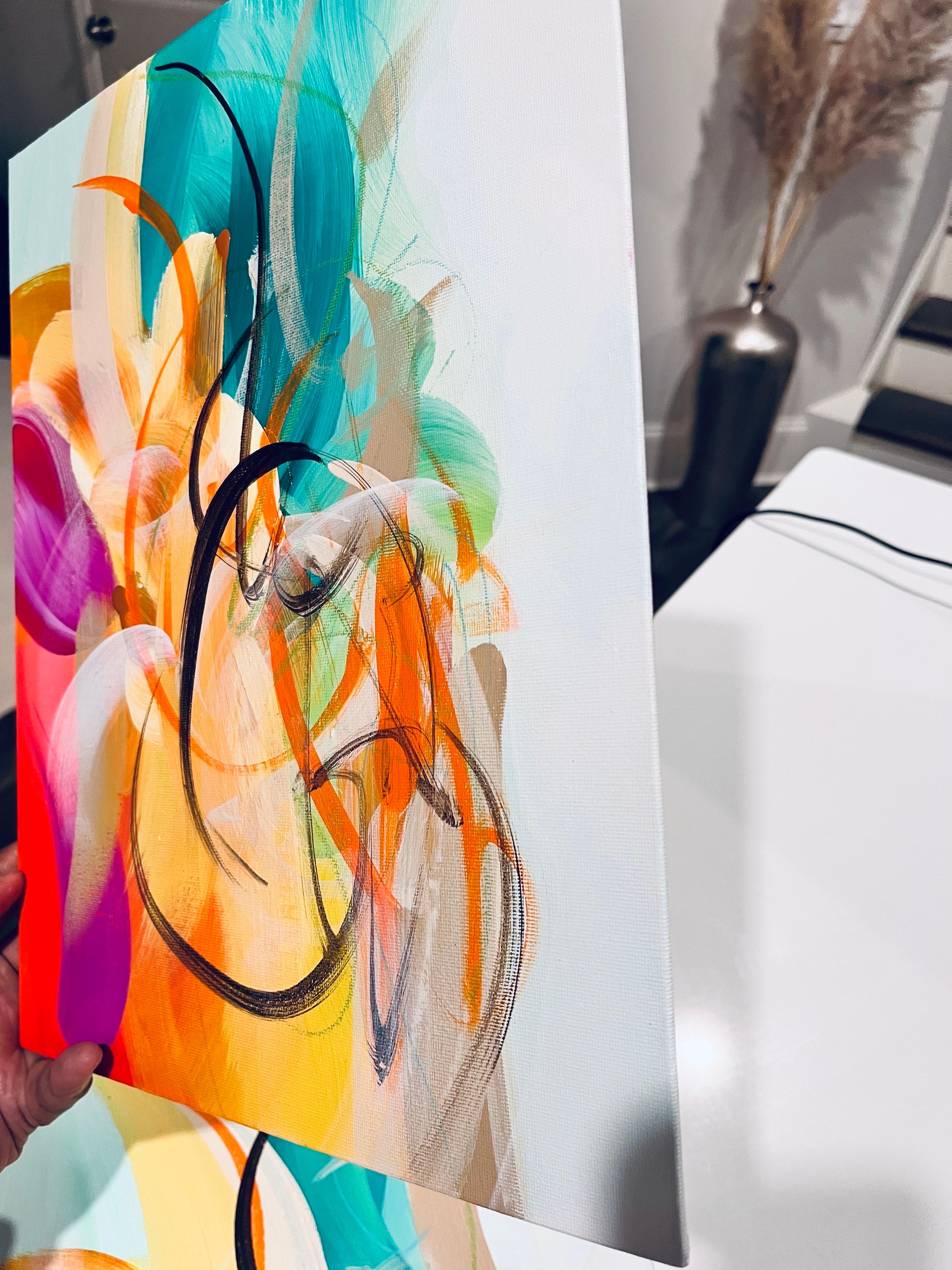 Flora : Echo & Response, Diptyque, deux originaux, coloré, vert, jaune, rose en vente 13