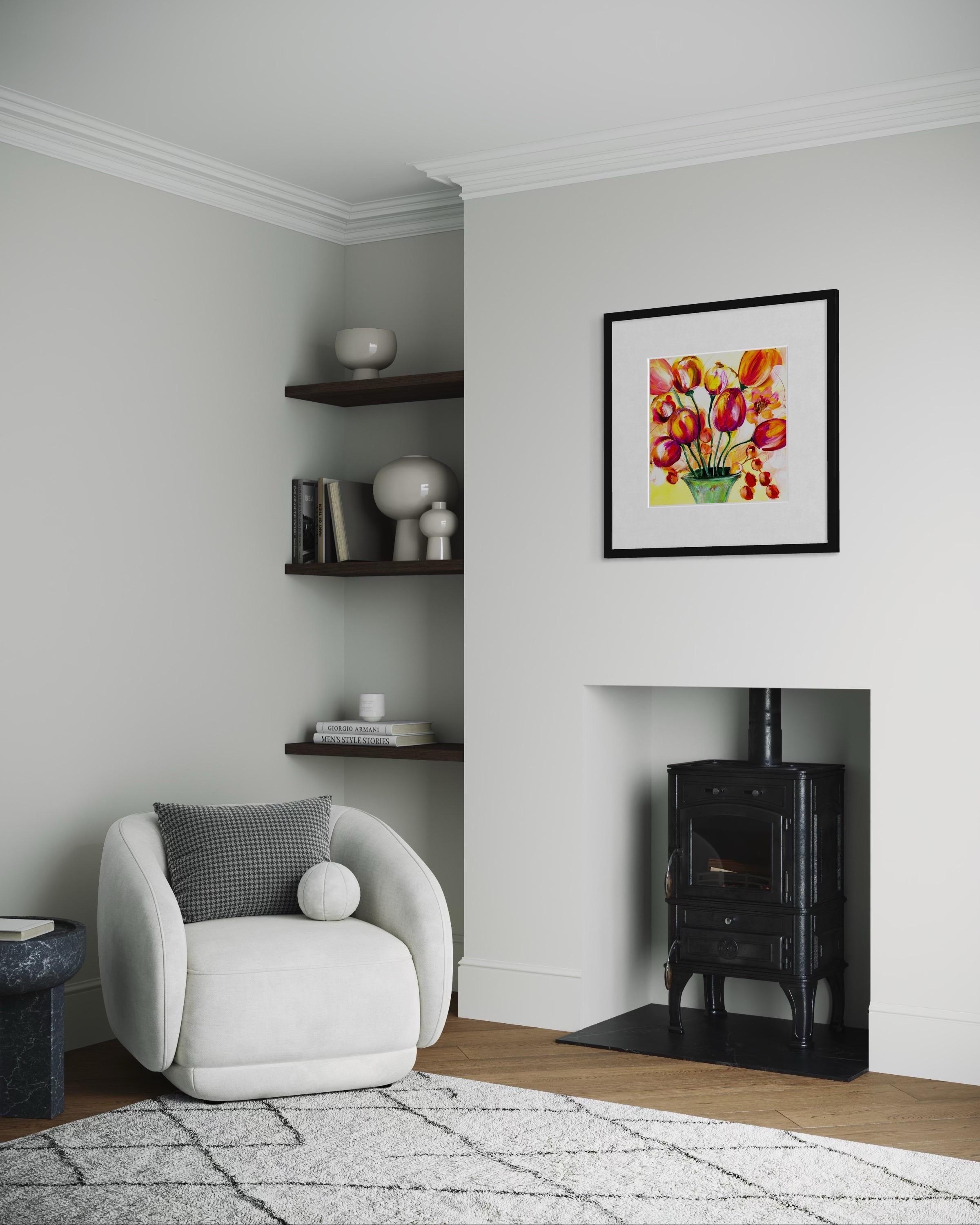 Flourish - Giclée su straccio, firmato, floreale, tulipano, colorato, rosso, arancione, giallo in vendita 7