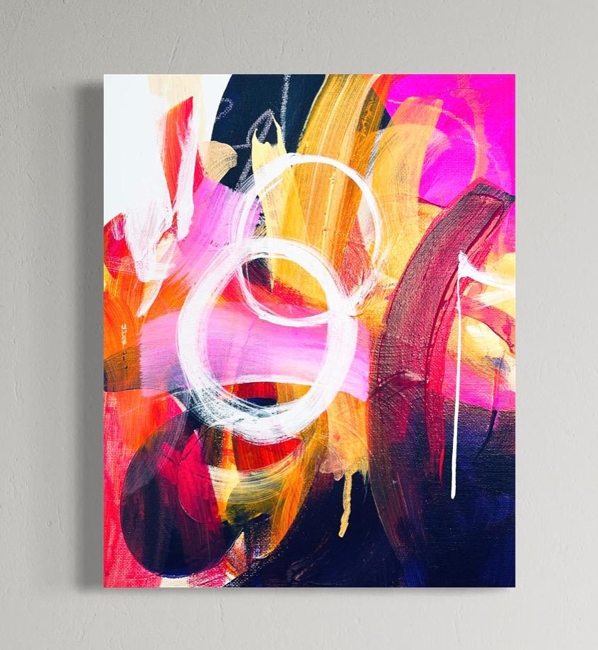 Galaxy Ride - Giclée, Rag,  Firmato, Blu, Viola, Moderno, Bianco, Solare, Cerchi - Painting di Michelle Thomas Artist