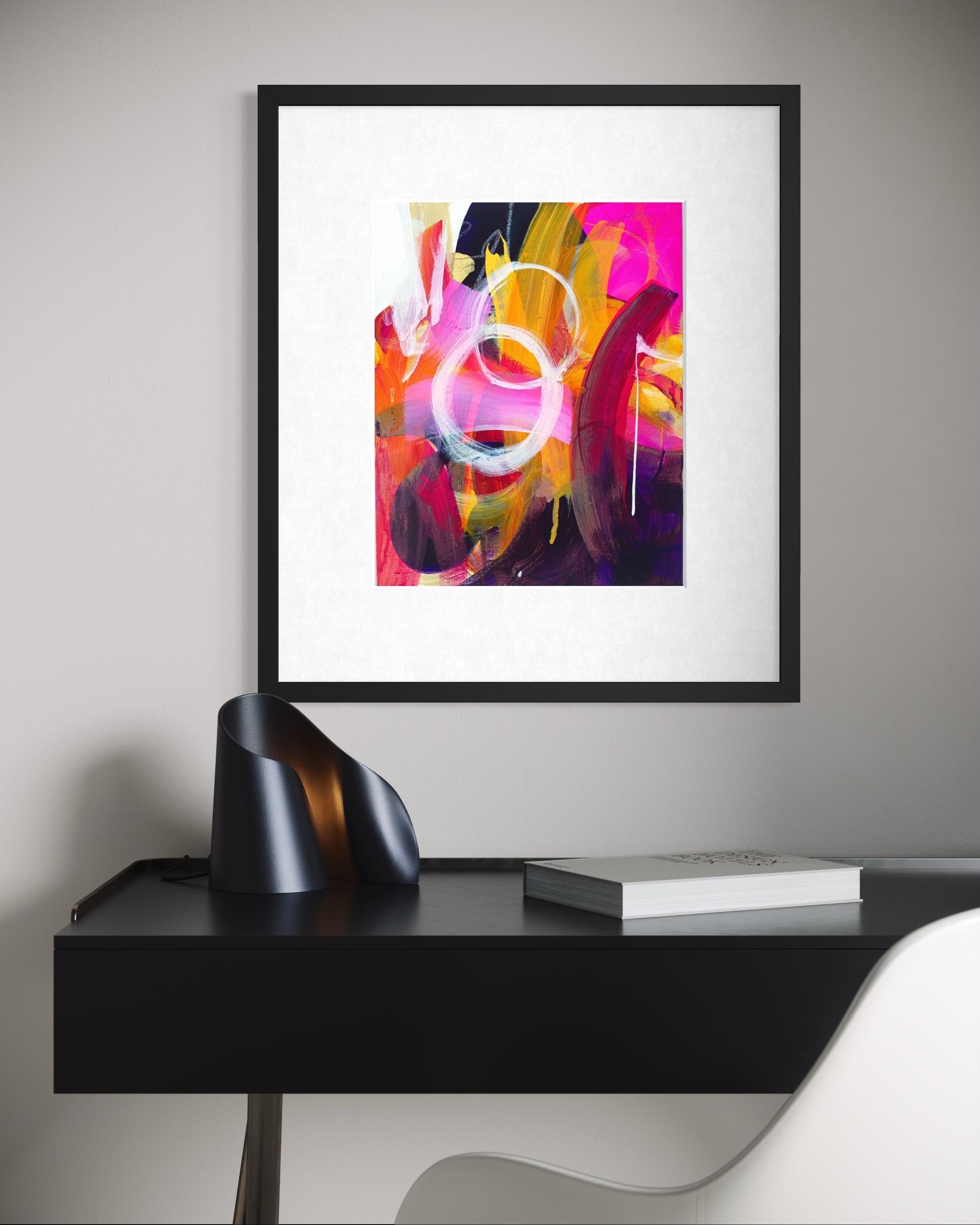 Galaxy Ride - Giclée, Rag,  Firmato, Blu, Viola, Moderno, Bianco, Solare, Cerchi - Painting Contemporaneo di Michelle Thomas Artist