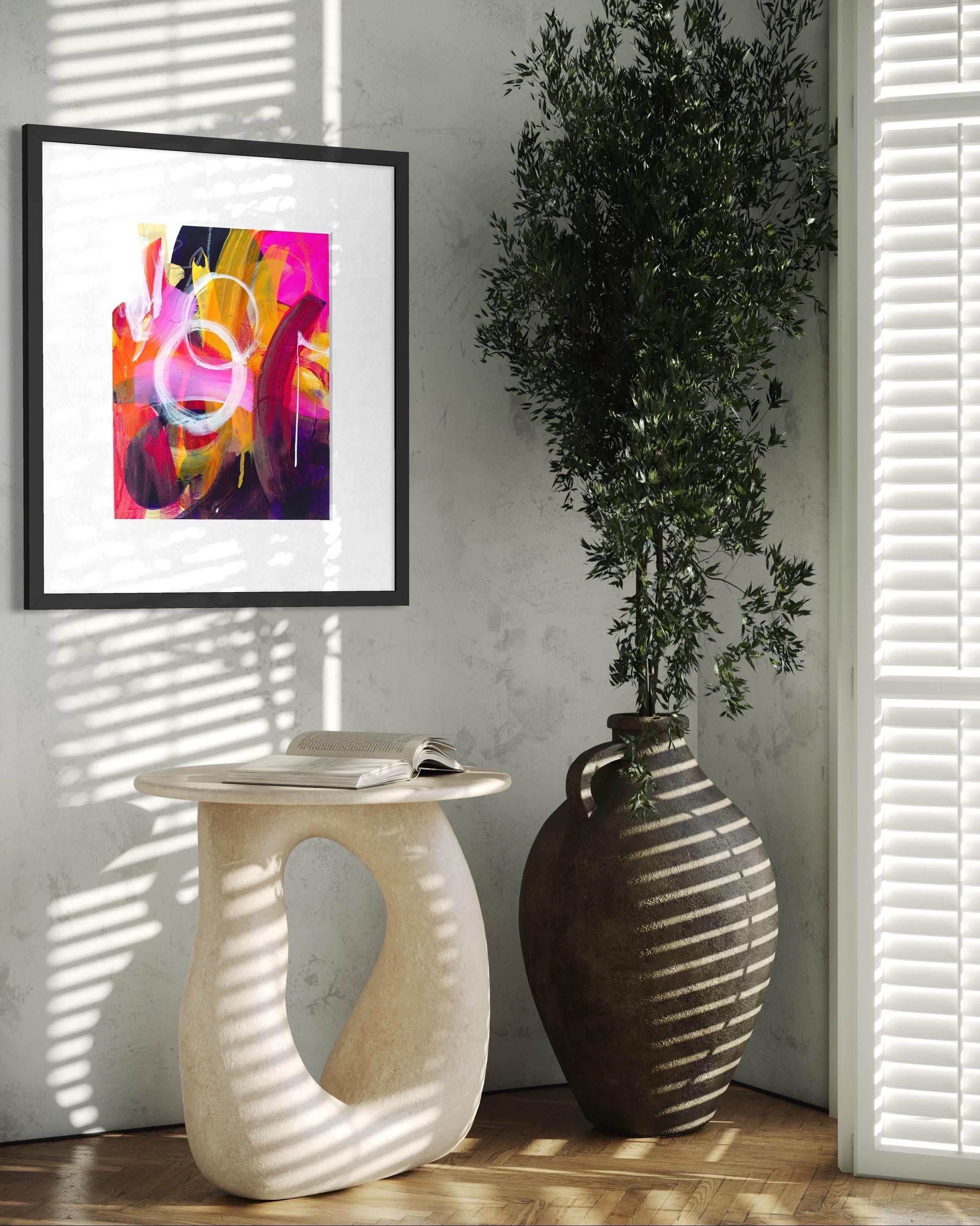 Galaxy Ride - Giclée, Rag,  Firmato, Blu, Viola, Moderno, Bianco, Solare, Cerchi - Abstract Painting Rosa di Michelle Thomas Artist