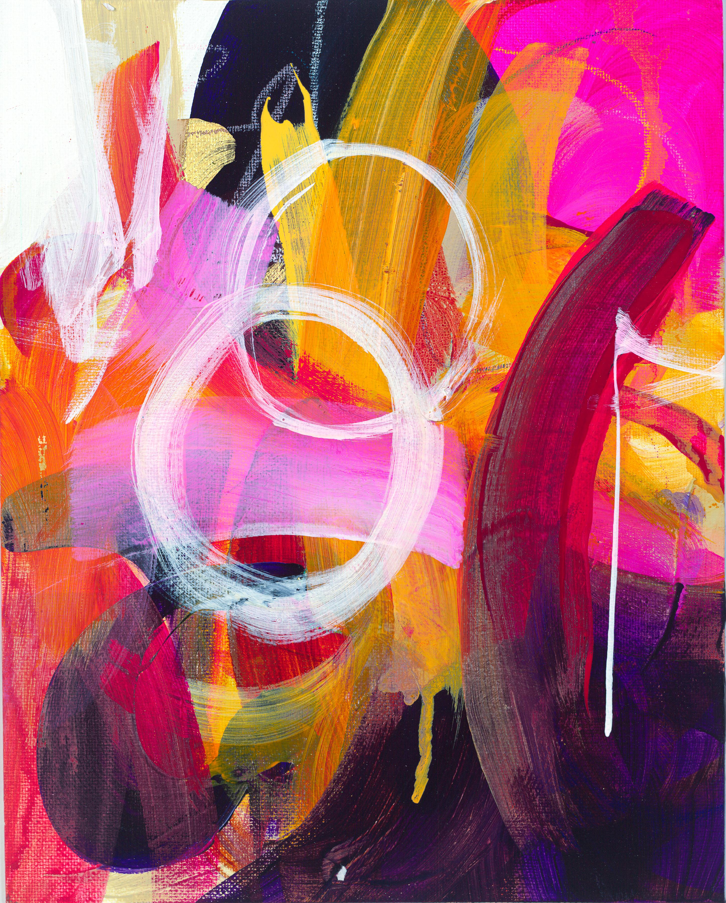 Abstract Painting di Michelle Thomas Artist - Galaxy Ride - Giclée, Rag,  Firmato, Blu, Viola, Moderno, Bianco, Solare, Cerchi