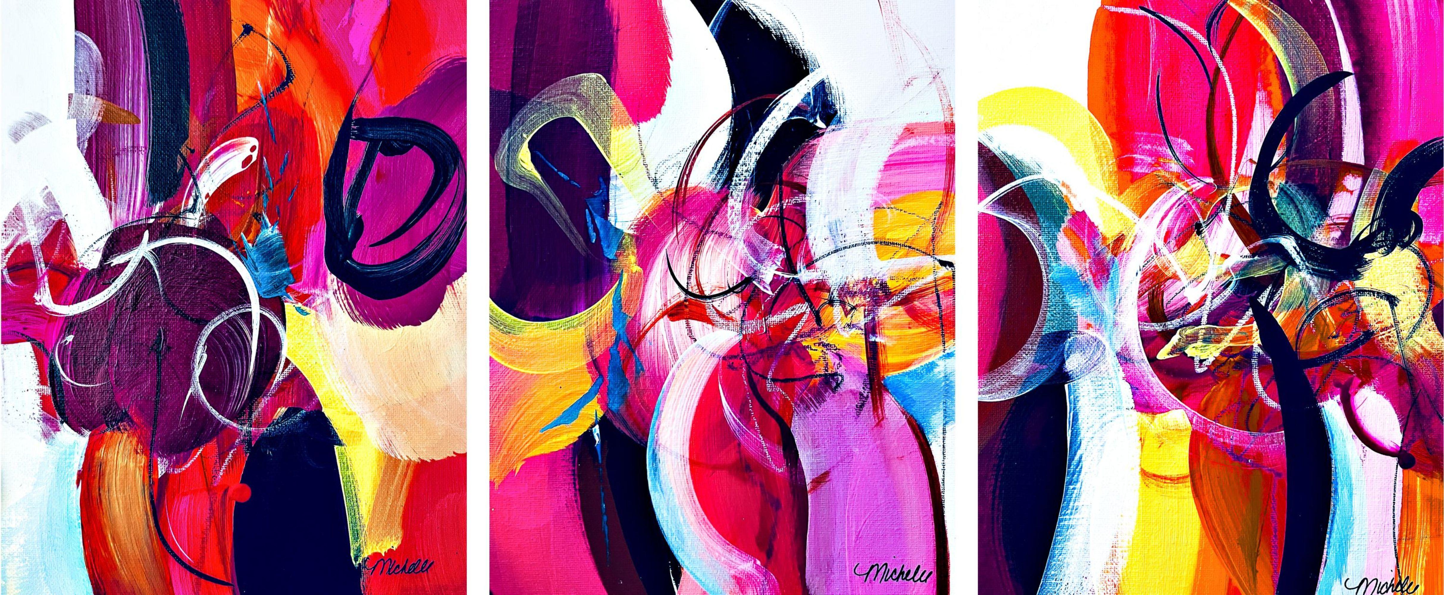 THREE ORIGINAL PAINTINGS! 

A curated set of three original paintings that work seamlessly together—hang them as a gallery-style trio or use them individually to bring harmony throughout your home.

In Between is an original abstract triptych that