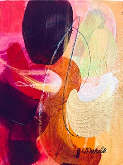 "Abrazo de Luz" -  Abstracto, Negrita, Rosa cálido, Rojo, Amarillo, Naranja, Verde