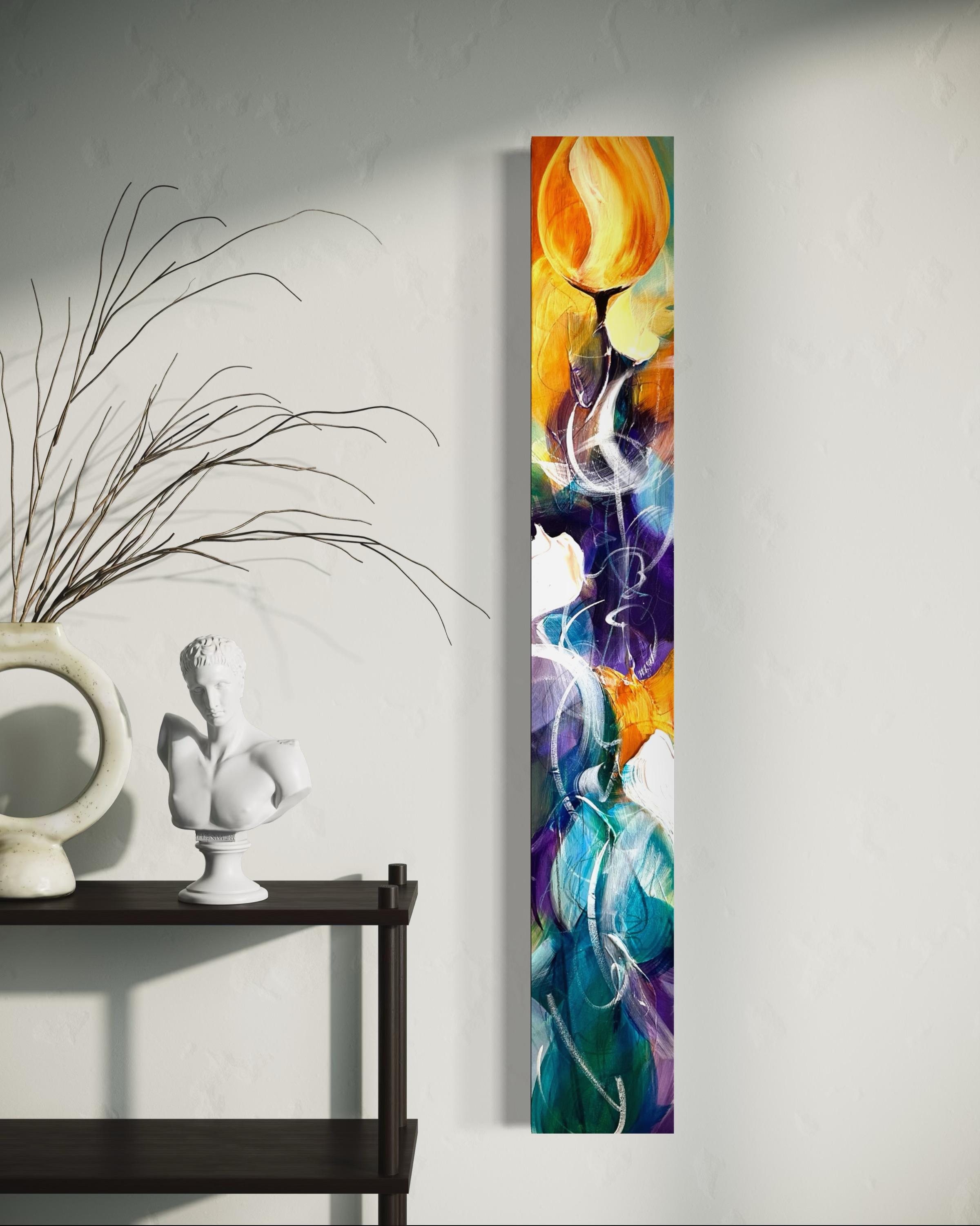 Longing - Parfait pour l'entrée, étroit, coloré, haut, sarcelle, jaune, lumineux en vente 2