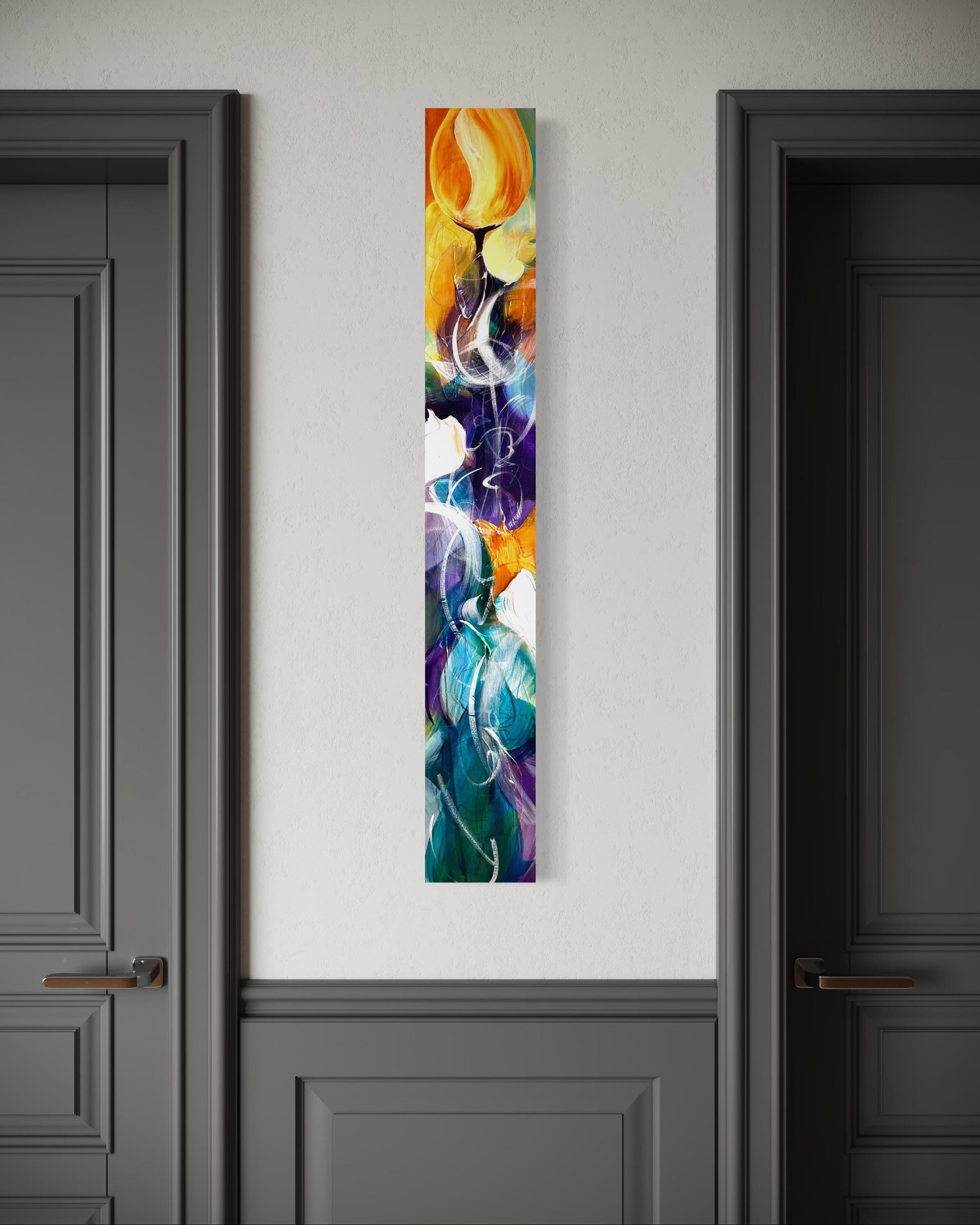 Longing - Parfait pour l'entrée, étroit, coloré, haut, sarcelle, jaune, lumineux en vente 1