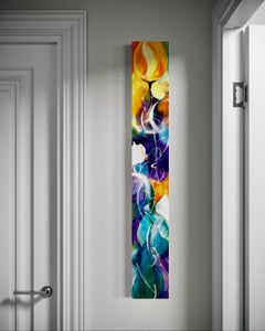 Longing - Perfect for entryway, narrow, colorful, tall, teal, yellow, bright