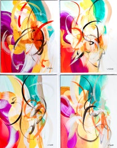 Love Garden, I-IV , Quadriptych, Abstract Paintings, Signed, Acrylic, Poly