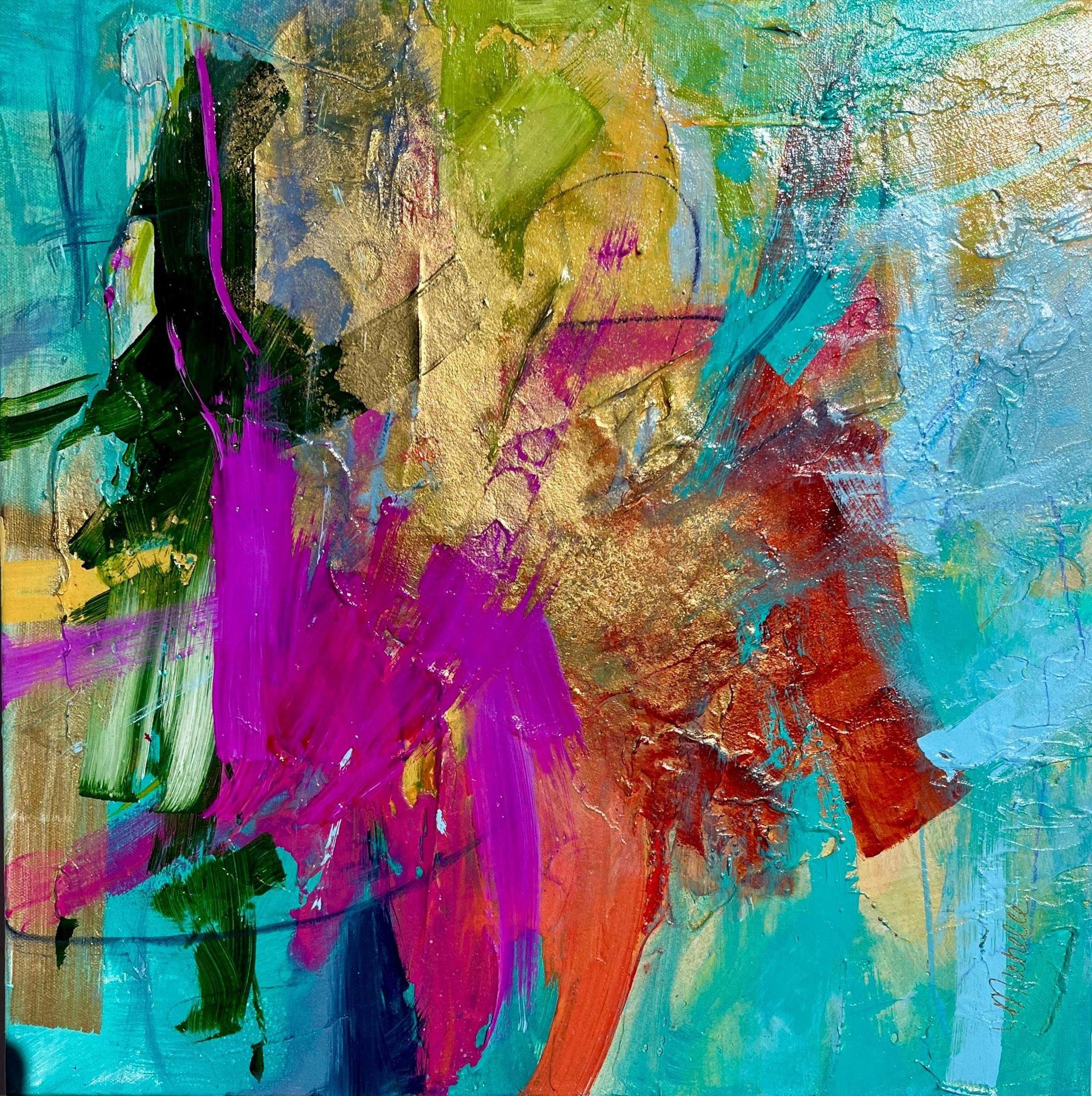 Michelle Thomas Artist Interior Painting – „Margarita Time!“ – Originalkunst, strukturiert, satte Farbtöne, lebhaft