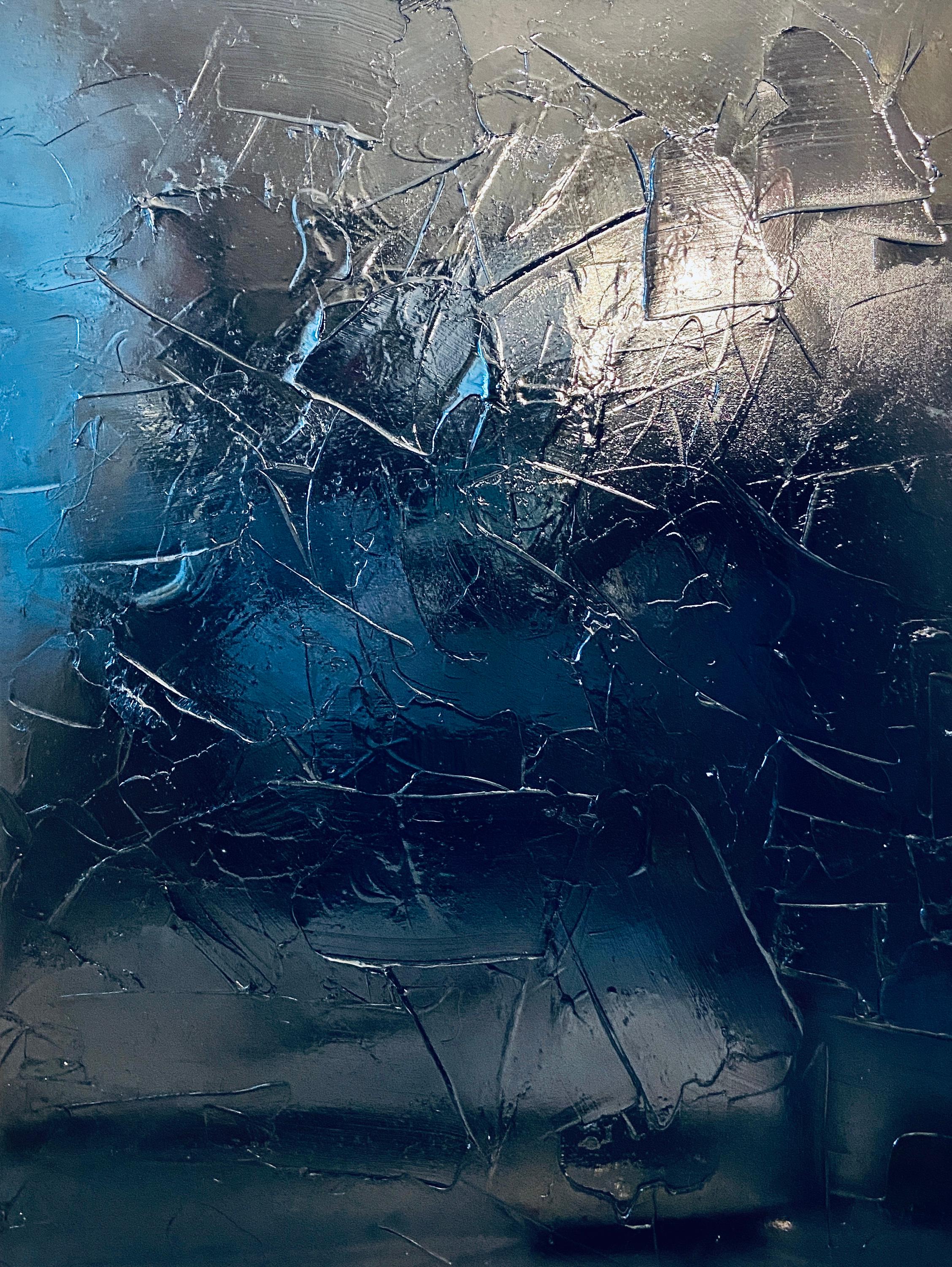"Midnight II" - Arte originale, Nero, Struttura ricca, Dettagli intricati, Timeless-art