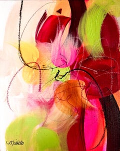 Mixing In Spring - Abstract Painting, Acrylic on Canvas Panel, Ready to Frame