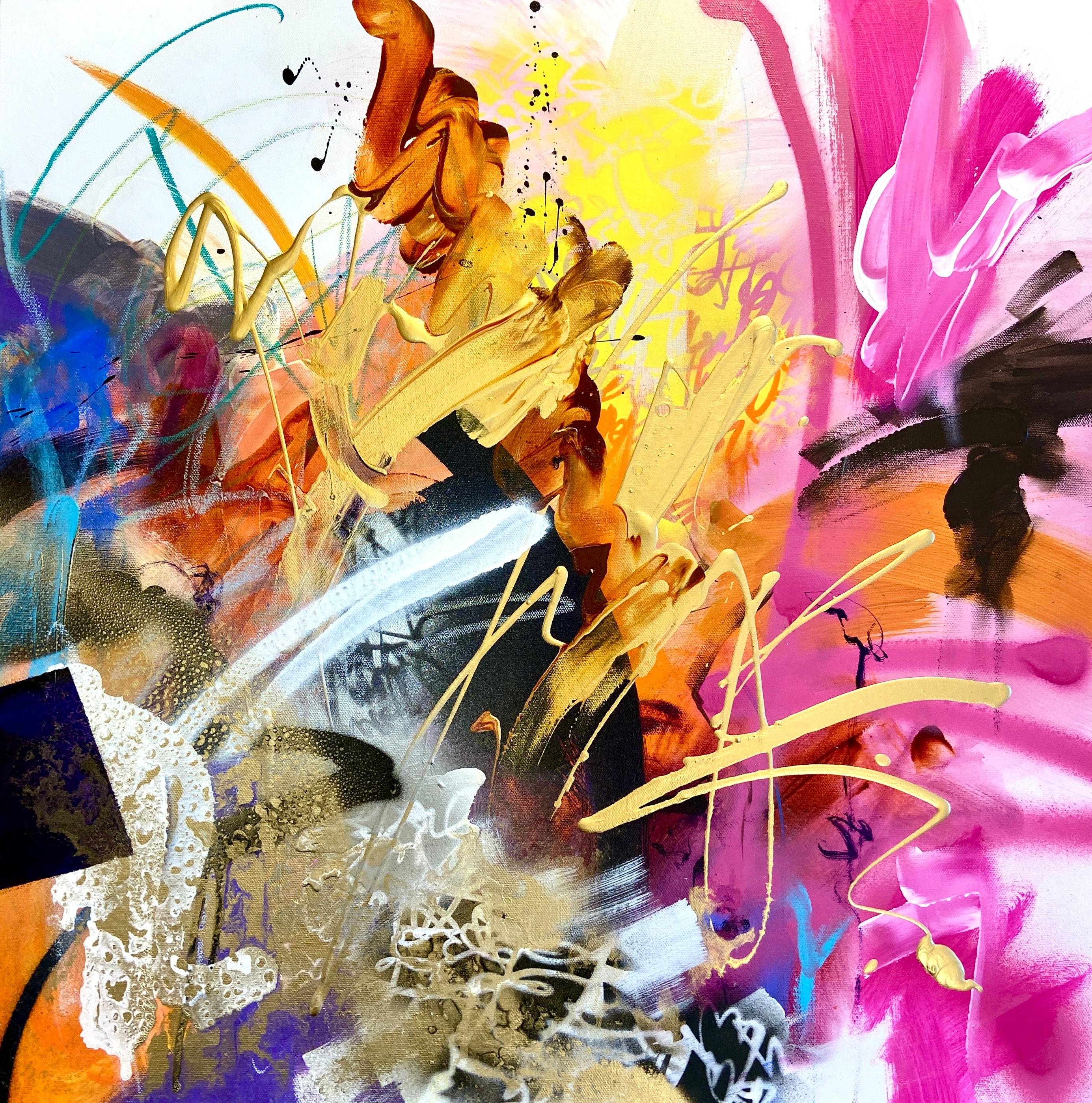 "Pandemonium", peinture de style graffiti / expressionnisme abstrait moderne et vif