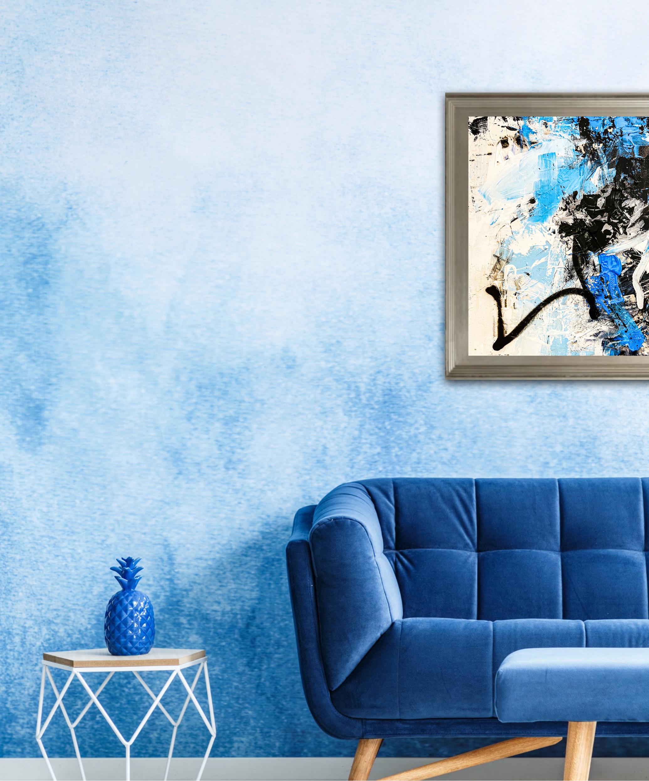 „ Realisierung“, Graffiti-Stil / Abstrakter Expressionismus Modern, Blau, Schwarz im Angebot 1