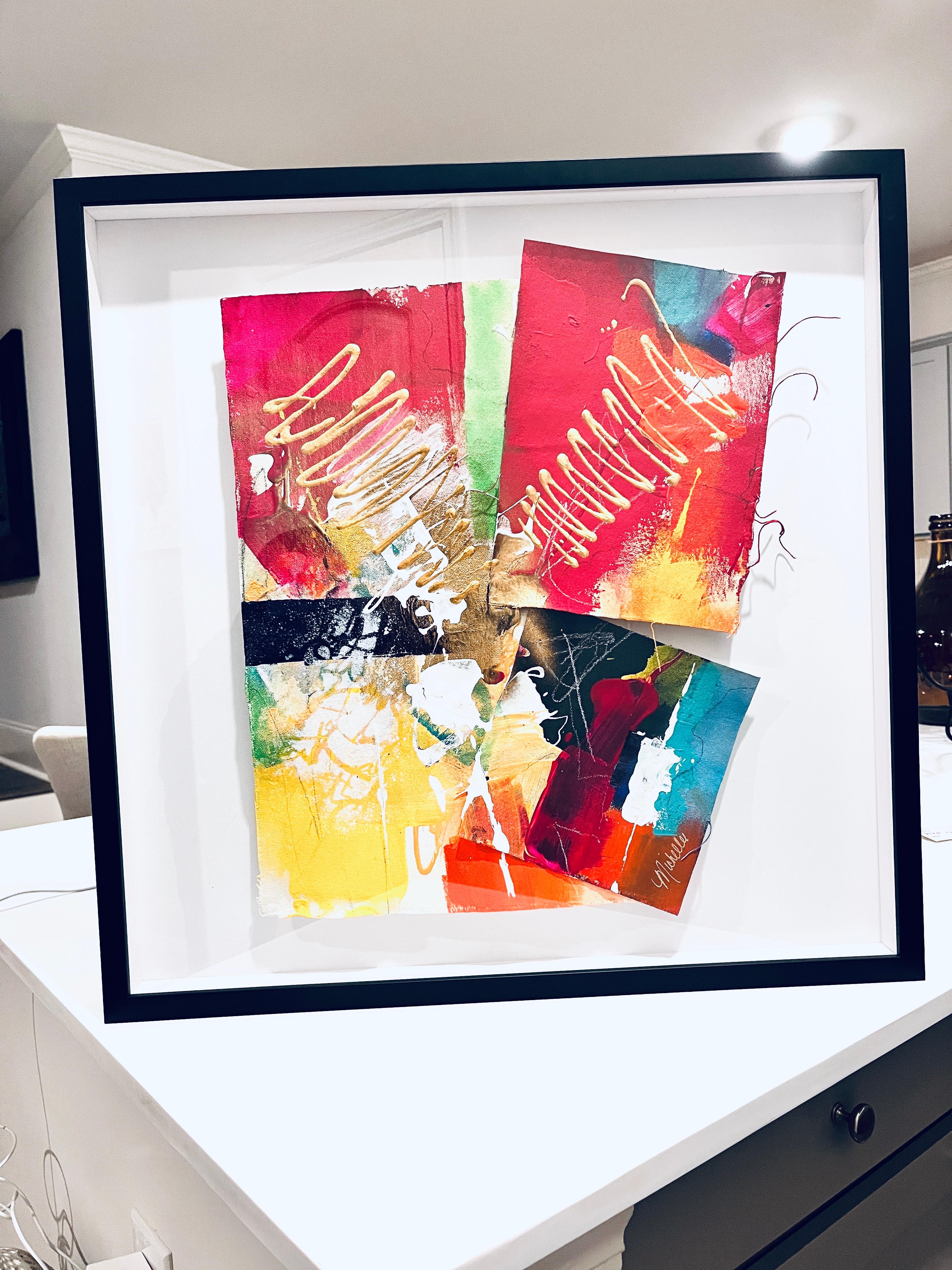 Michelle Thomas Artist Abstract Painting – Rhythmic Chaos - Ausgefallen, Modern, Stilvoll, Roh, Rot, Lebendig, Aufstrebend, Straße