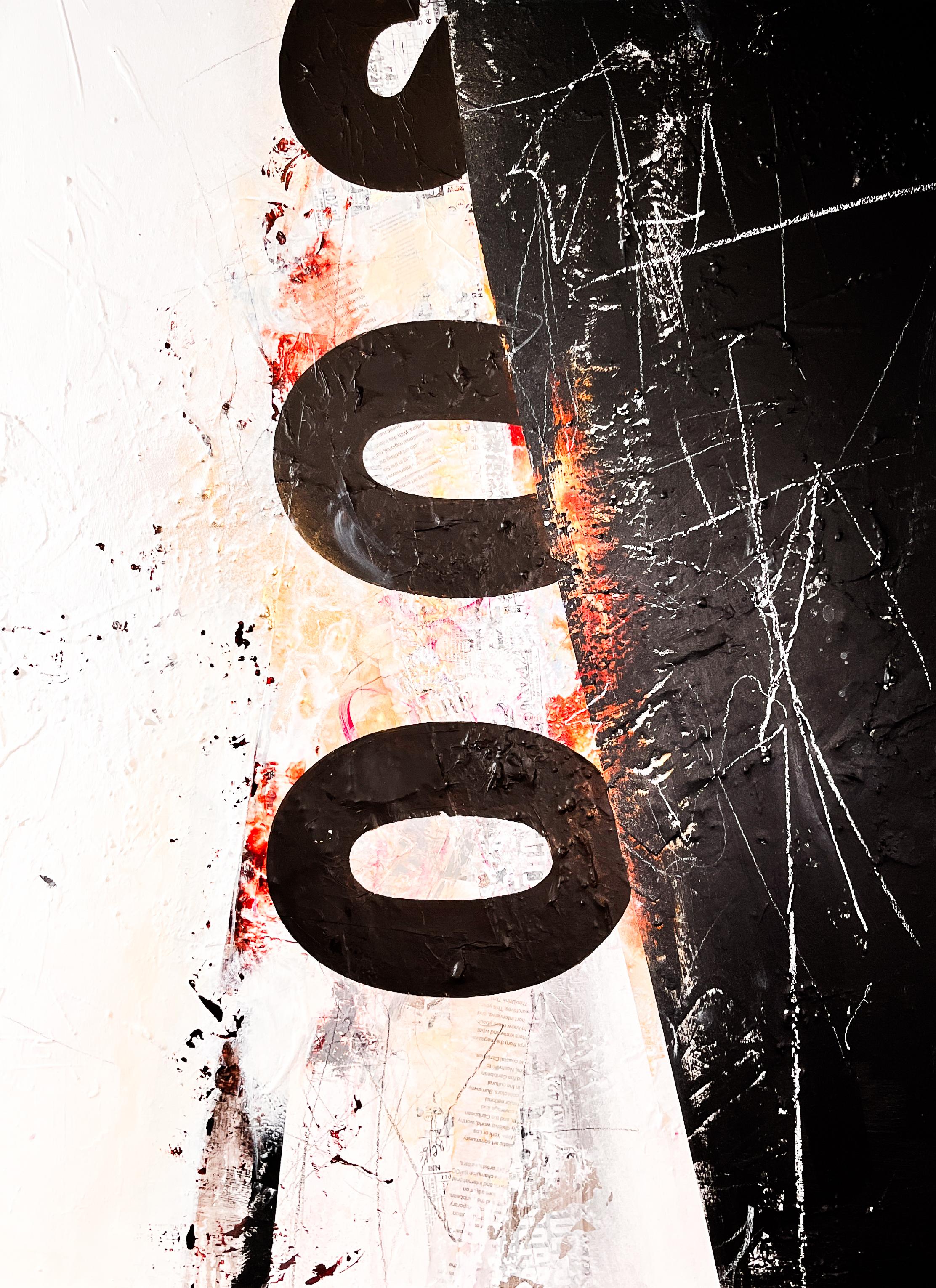 Abstract Painting de Michelle Thomas Artist - Derecho de paso - Pintura abstracta, Técnica mixta acrílico y collage, Lienzo, 36x48