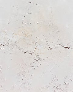 "Storm III", richement texturé, palette neutre, blanc, chamois, beige, minimaliste