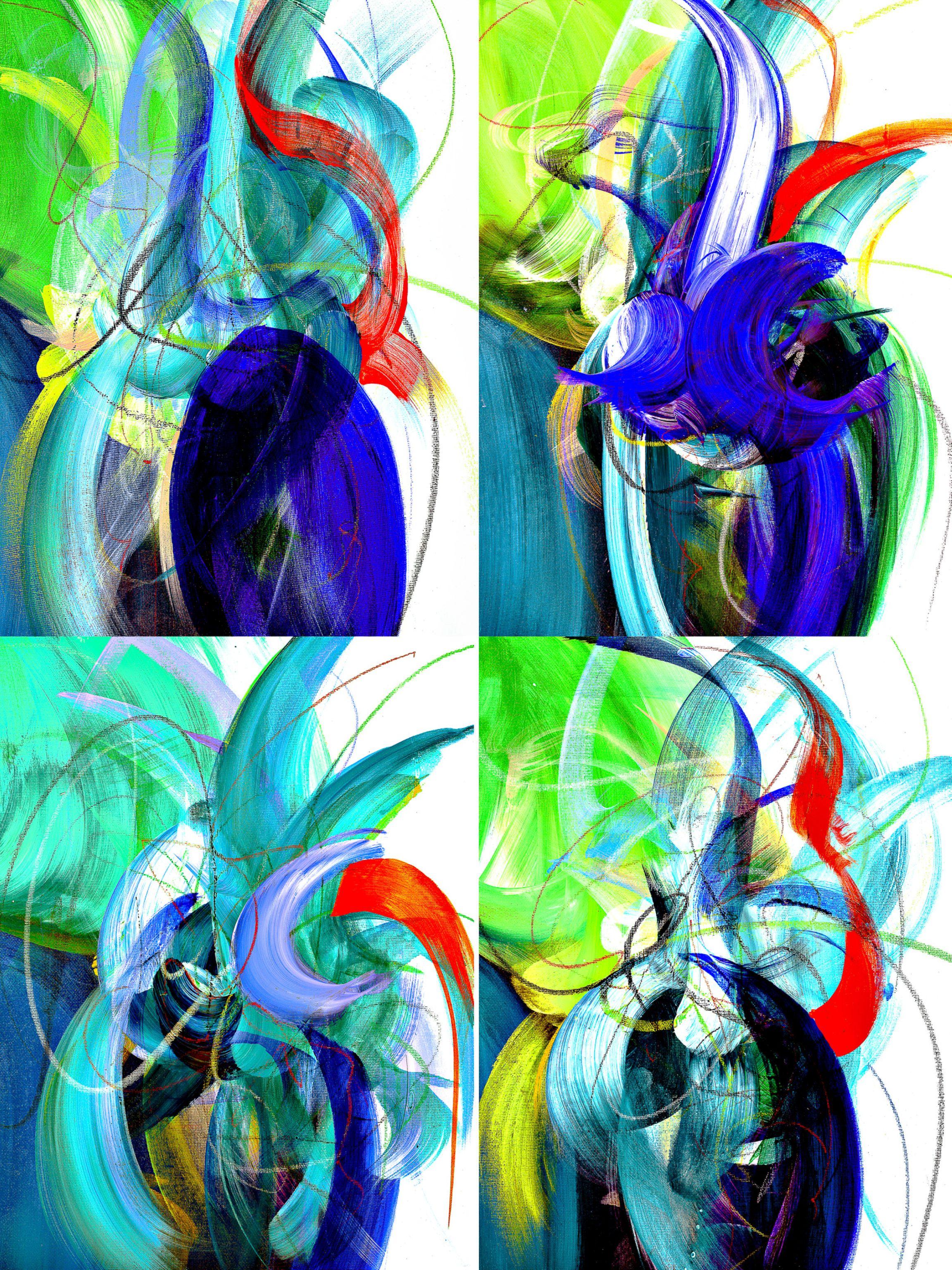 FOUR ORIGINAL PAINTINGS! 

A curated set of four original paintings that work seamlessly together—hang them as a gallery-style trio or use them individually to bring harmony throughout your home.

Summer Rain is an original abstract quadriptych that