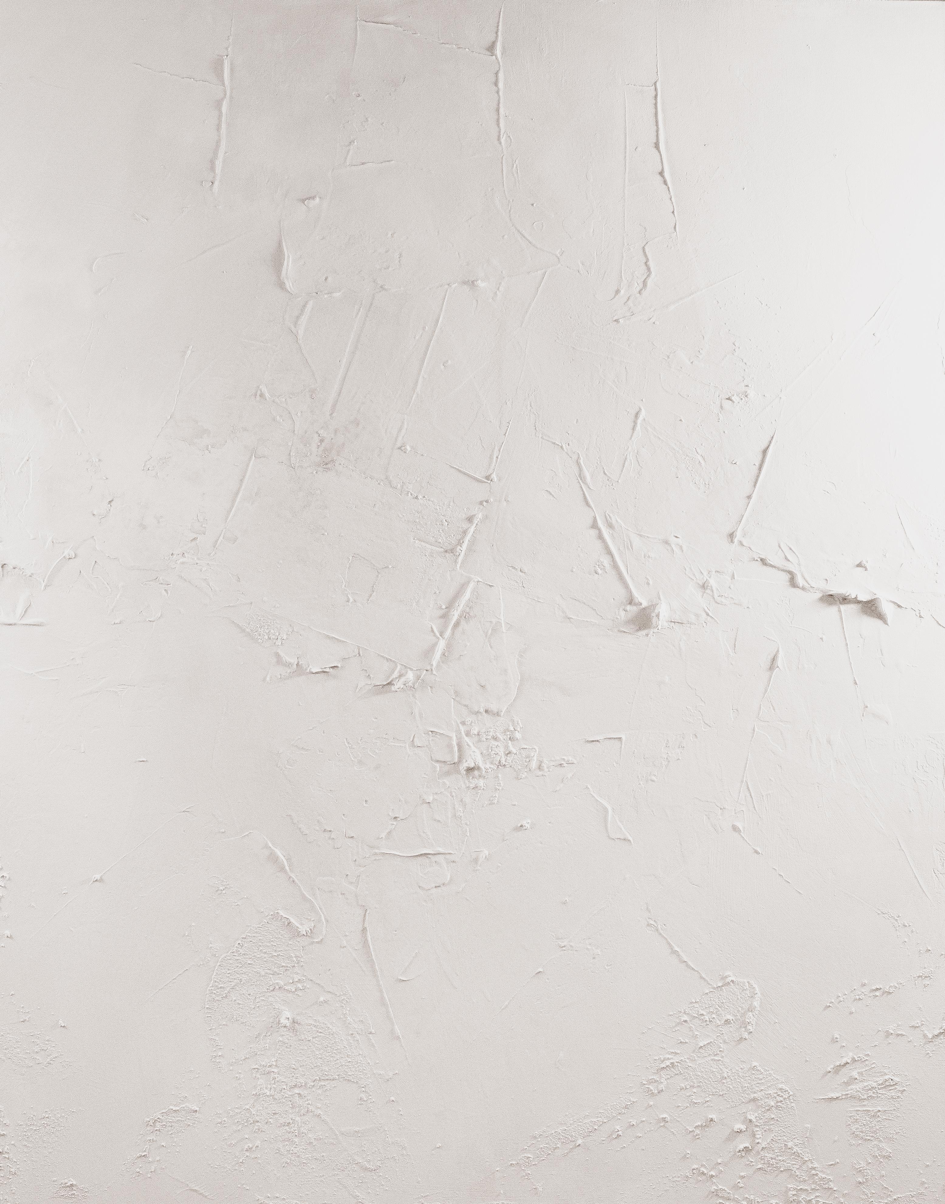 Michelle Thomas Artist Interior Painting - "Walk Softly", Richly Textured, Neutral Palette, White, Buff, Minimalist