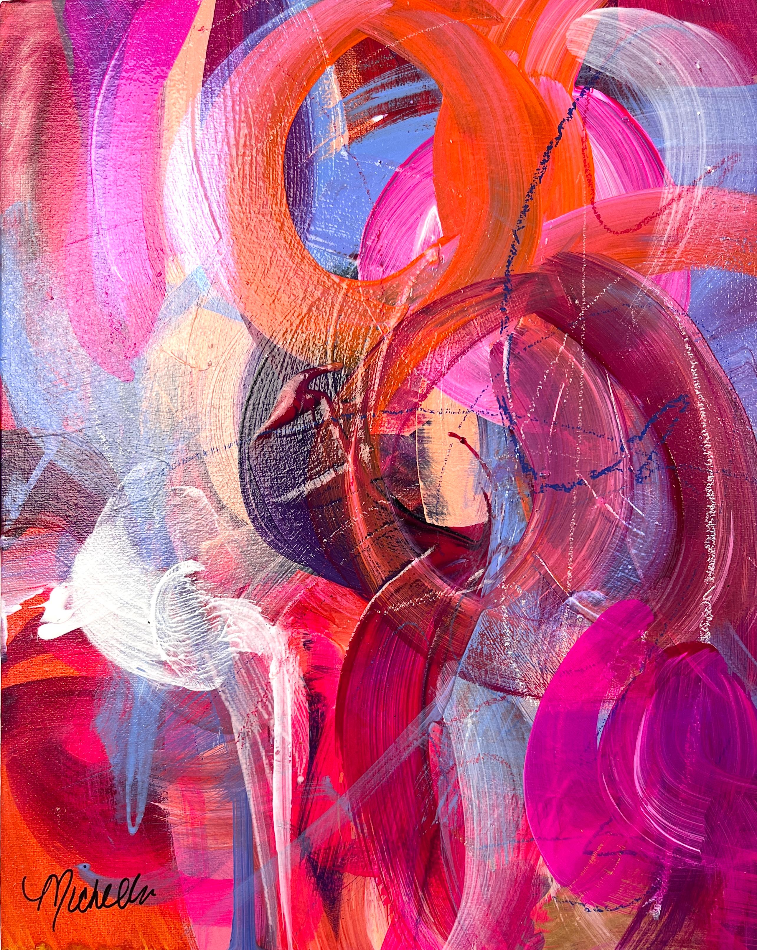 "¿Me entiendes?" -  Abstracto, Atrevido, Vibrante, Azules, Rosas, Morados