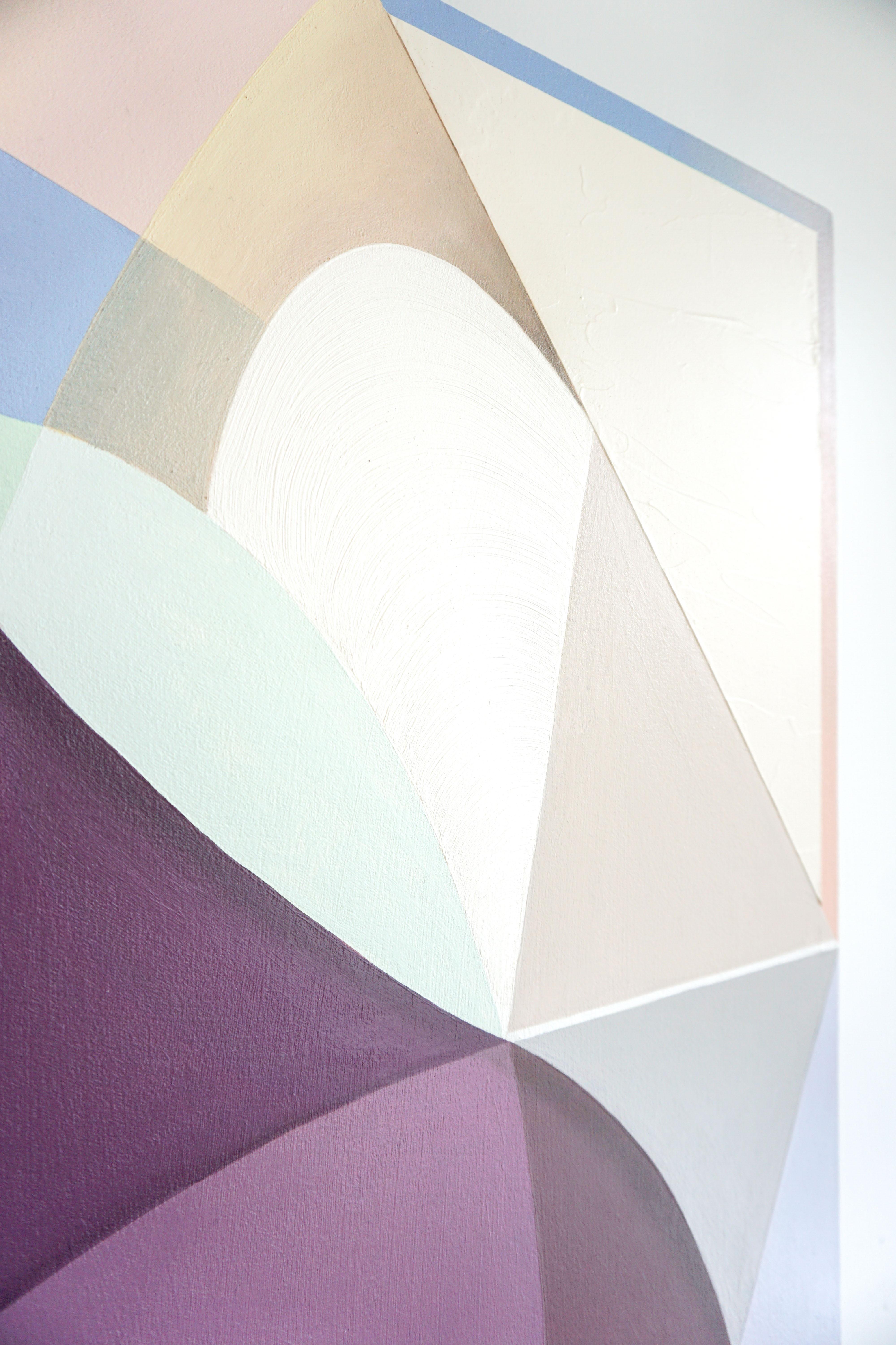 ALLUVION - Peinture géométrique abstraite contemporaine, bleue, verte, rose, violette en vente 4