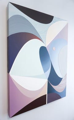 Axial - Contemporary Abstract Geometric Painting, Blue, Purple, White