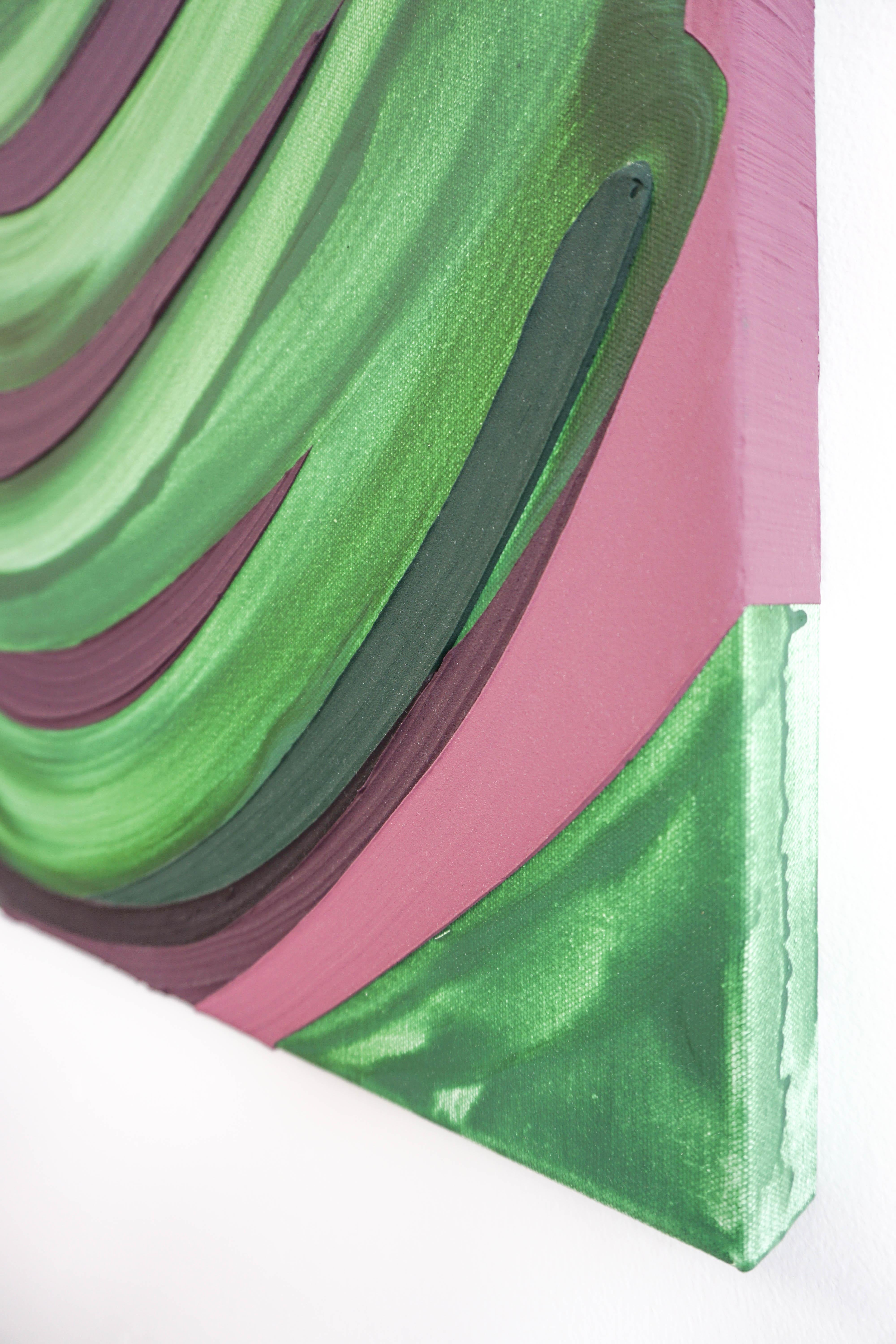 BOUND - Pintura abstracta contemporánea, morado, verde en venta 3