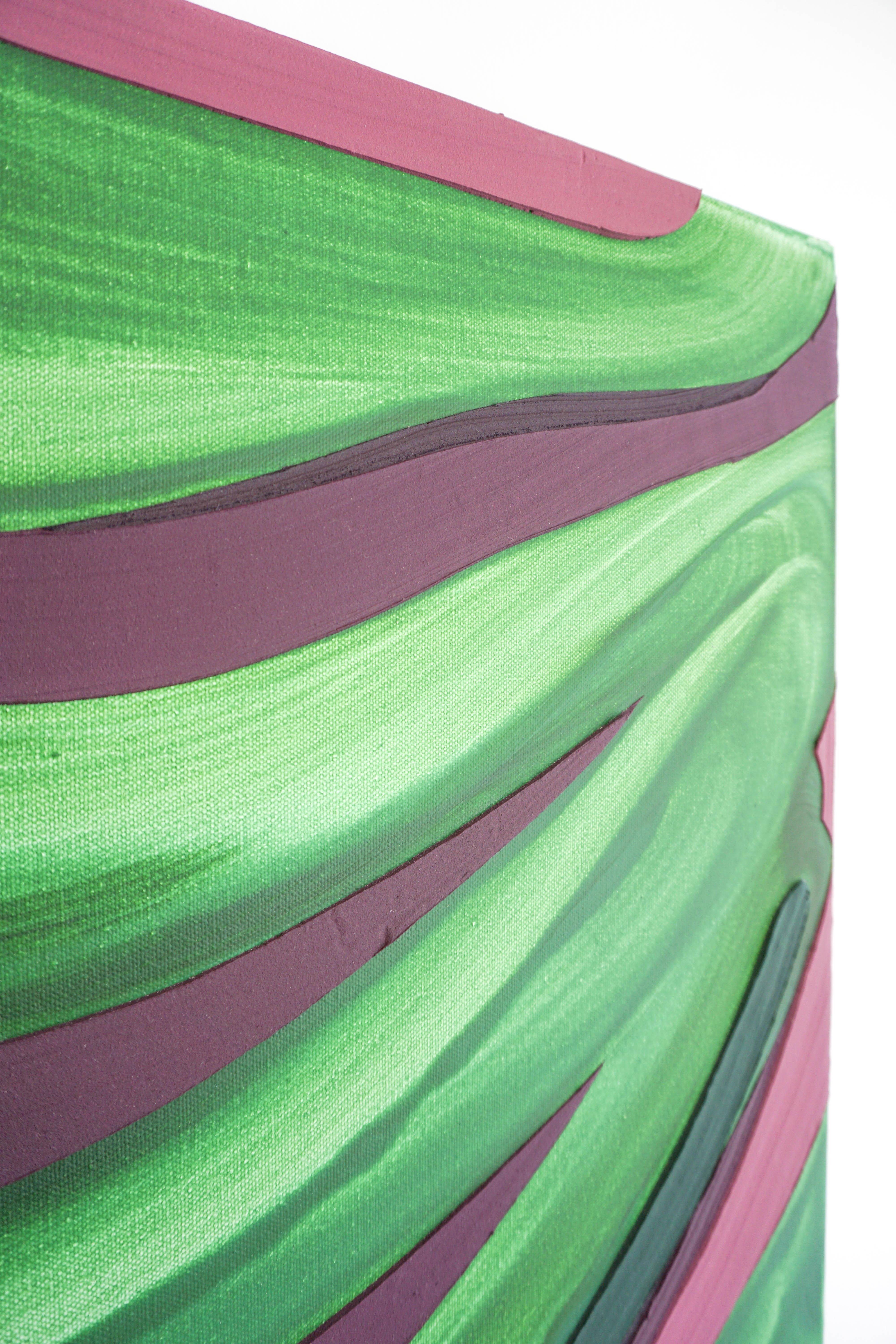 BOUND - Pintura abstracta contemporánea, morado, verde en venta 4