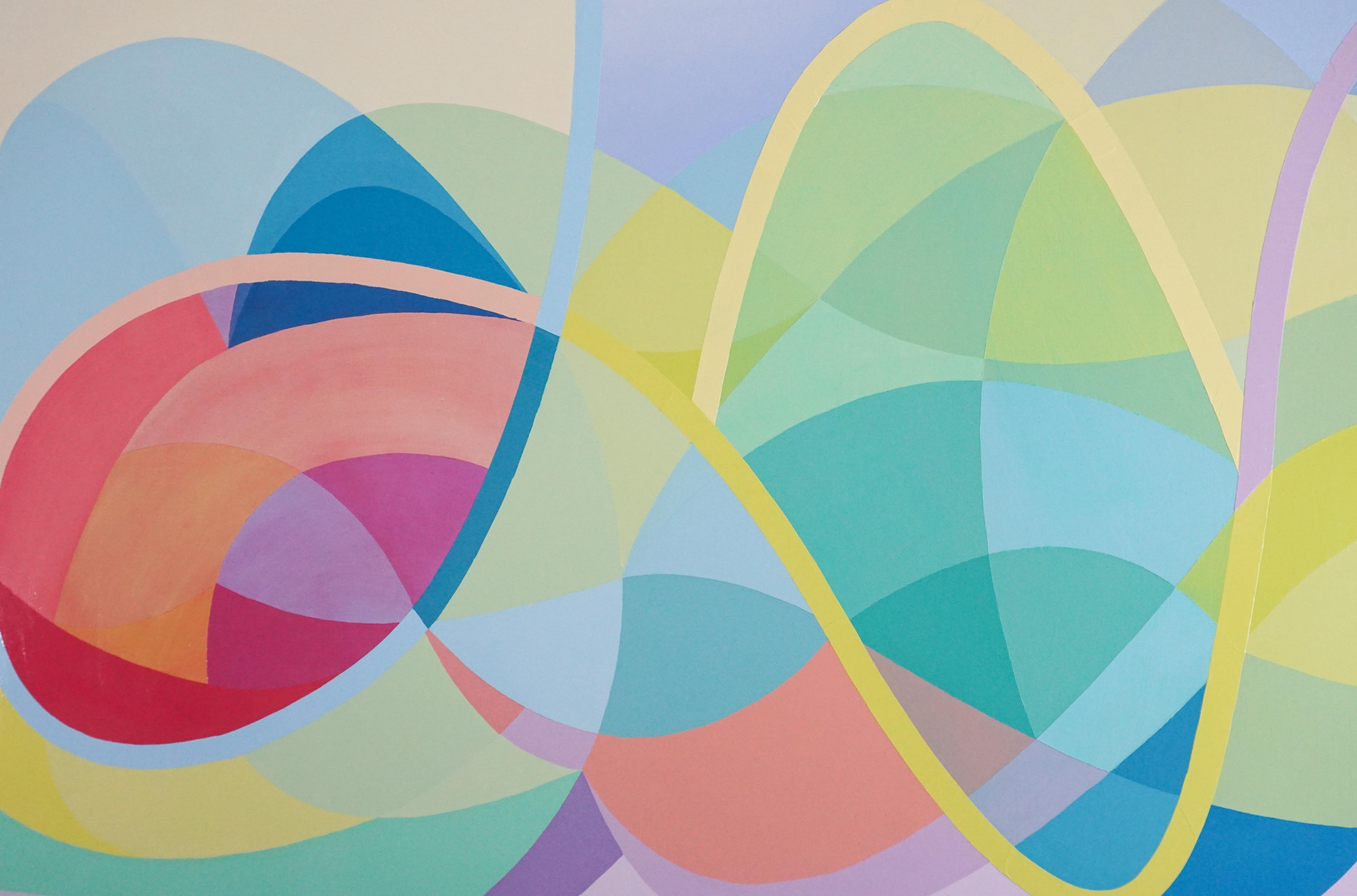 ACTUAL - Pintura Abstracta Contemporánea con Líneas Curvilíneas y Suave Gradien - Painting de Michelle Weddle