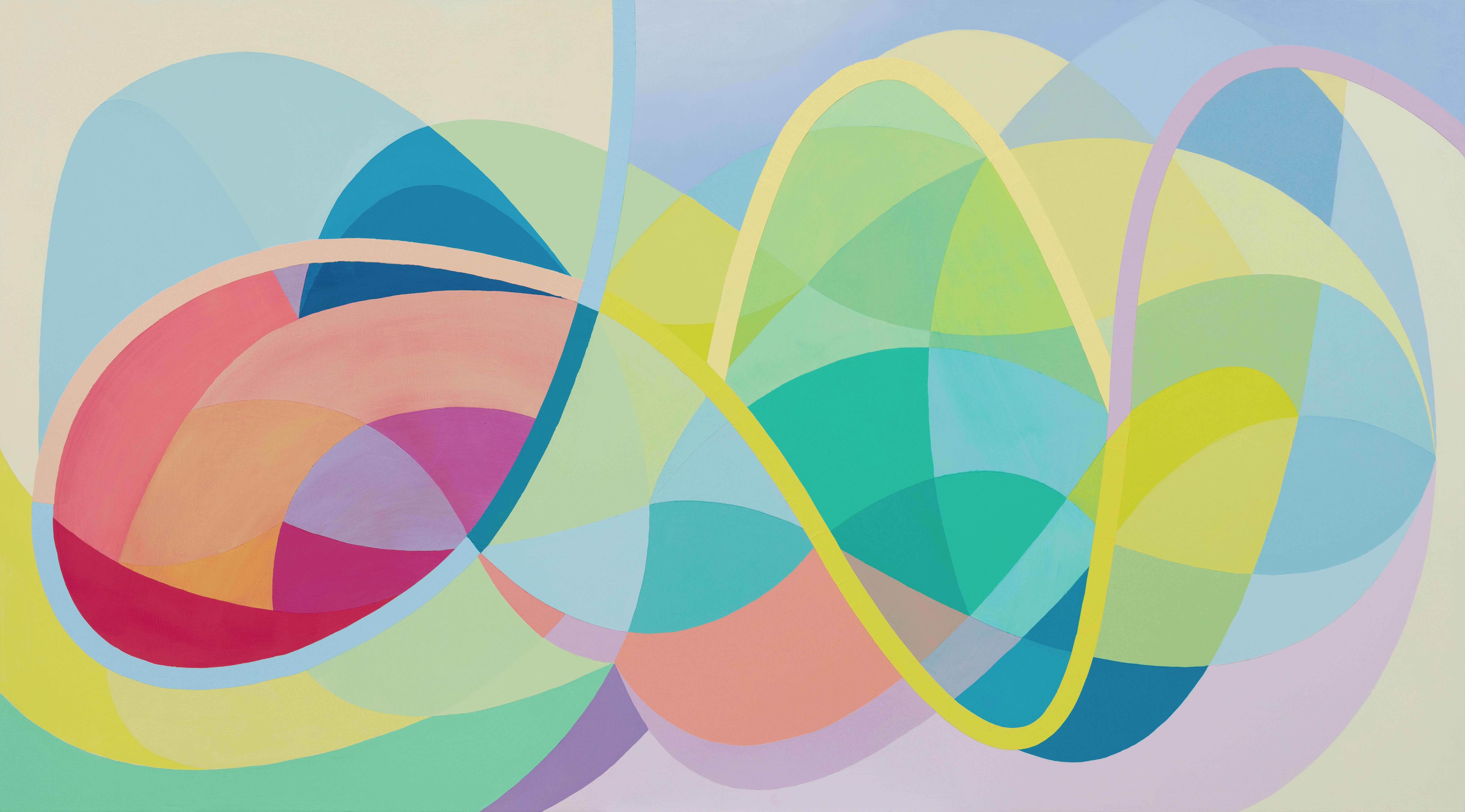 Abstract Painting de Michelle Weddle - ACTUAL - Pintura Abstracta Contemporánea con Líneas Curvilíneas y Suave Gradien