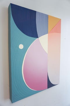 ECLIPSE - Contemporary abstract geometric painting, blue, purple, geometric