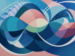 EMISSION - Contemporary Abstract Painting w/ Curvilinear Lines & Smooth Gradient