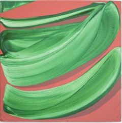 FLUTTER - Contemporary Abstract Expressionist Painting, Pink, Green