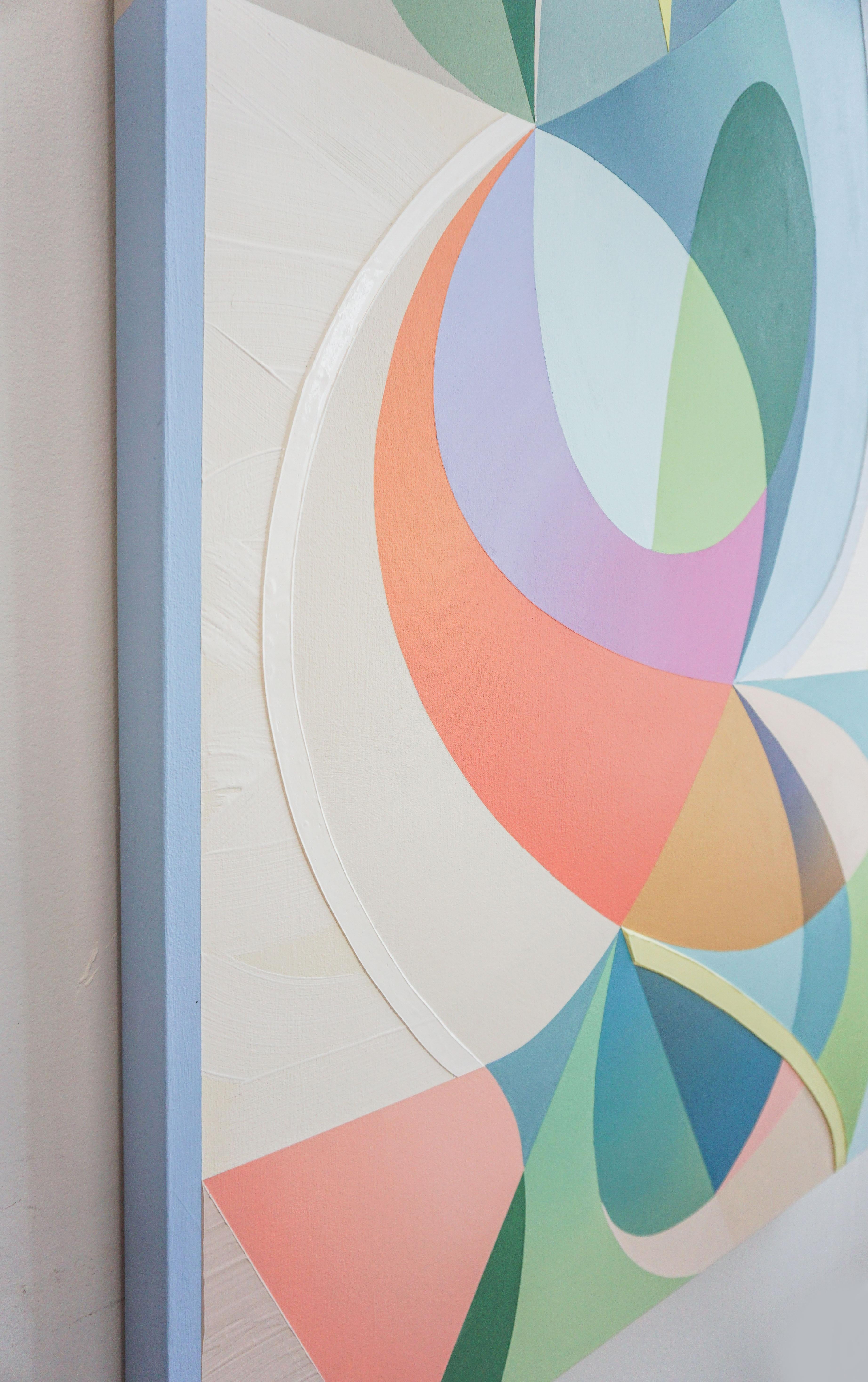 GEOTHERMAL - Peinture expressionniste abstraite contemporaine, géométrique multicolore - Abstrait Painting par Michelle Weddle
