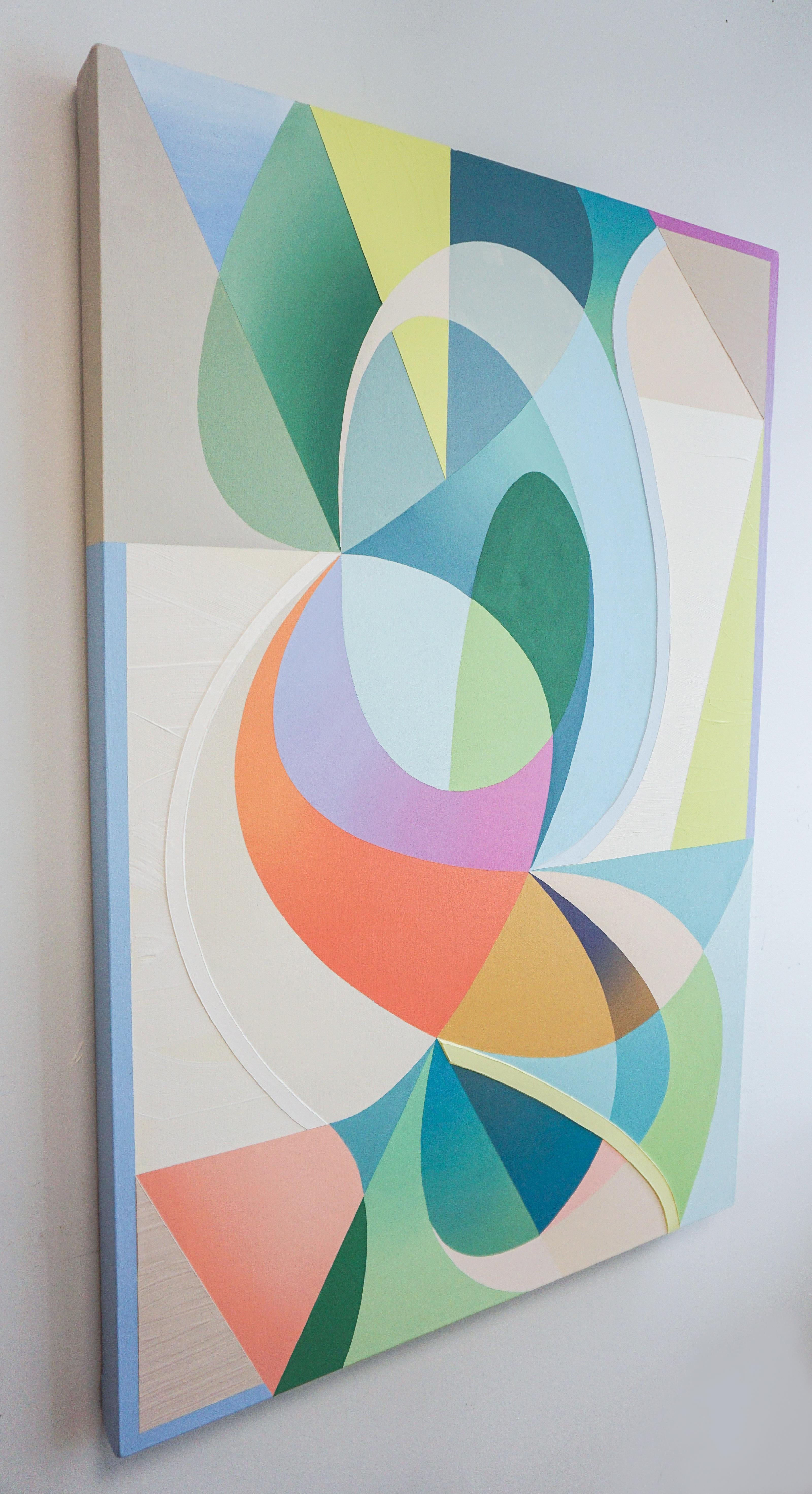 GEOTHERMAL - Peinture expressionniste abstraite contemporaine, géométrique multicolore - Painting de Michelle Weddle