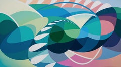 HEATWAVE - Contemporary Abstract Painting w/ Curvilinear Lines & Smooth Gradient