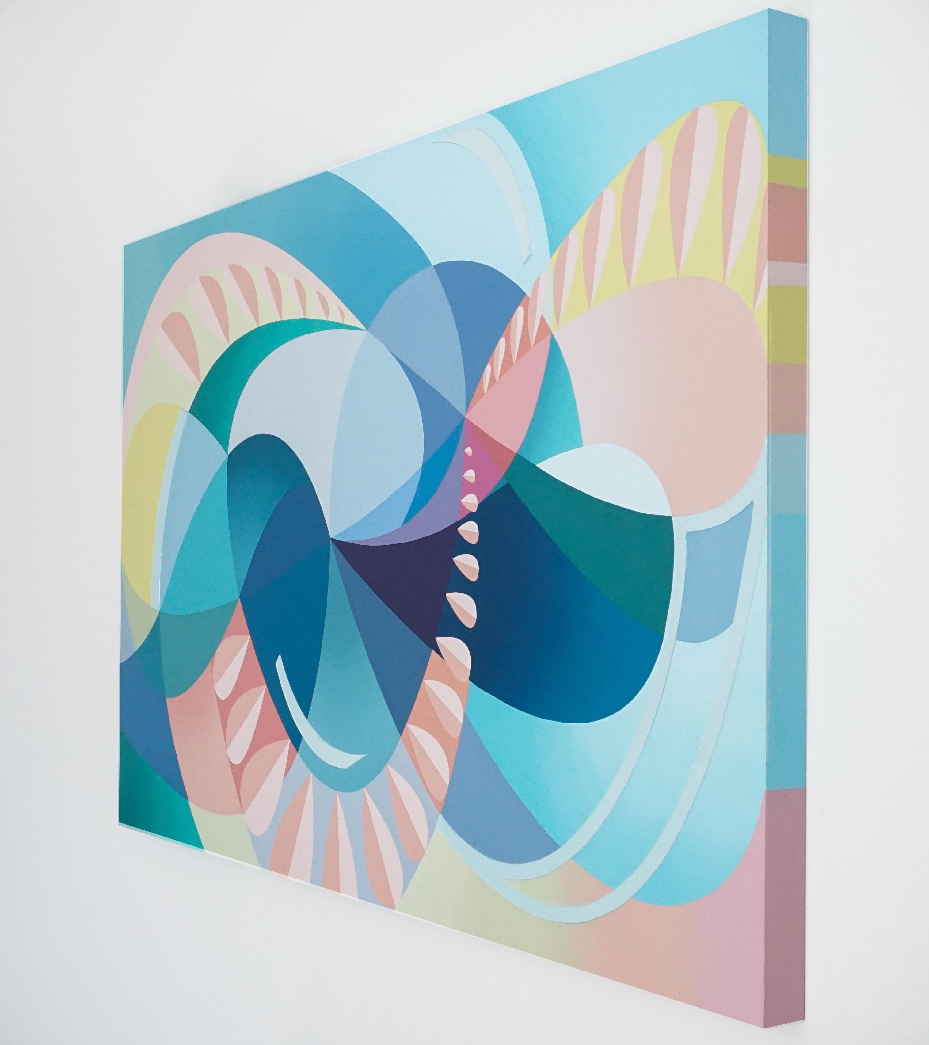 SURF - Contemporary Abstract Painting w/ Curvilinear Lines & Smooth Gradients For Sale 3