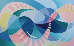 SURF - Peinture abstraite contemporaine avec lignes curvilignes et dégradés lisses